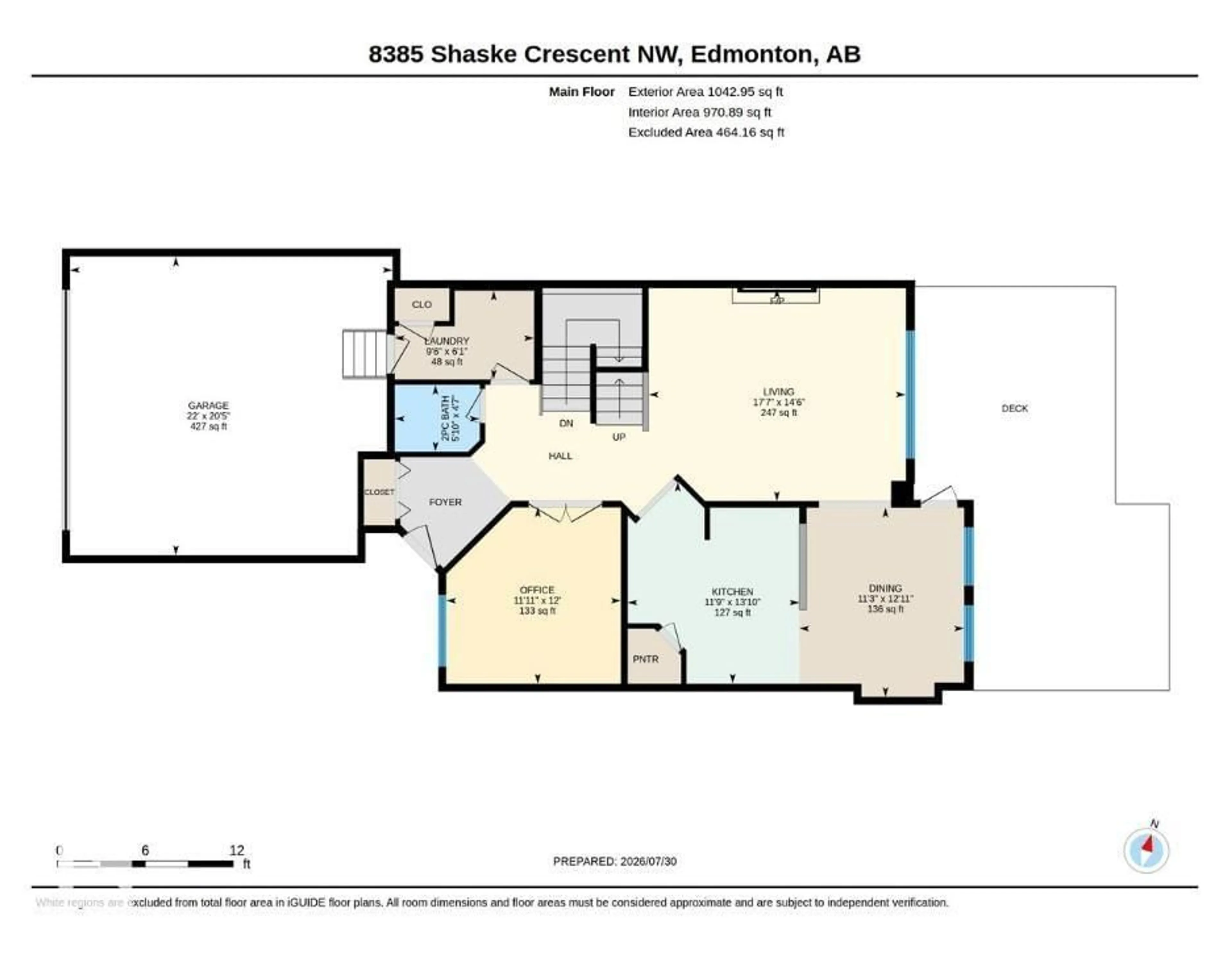 Floor plan for 8385 SHASKE CR, Edmonton Alberta T6R0B4