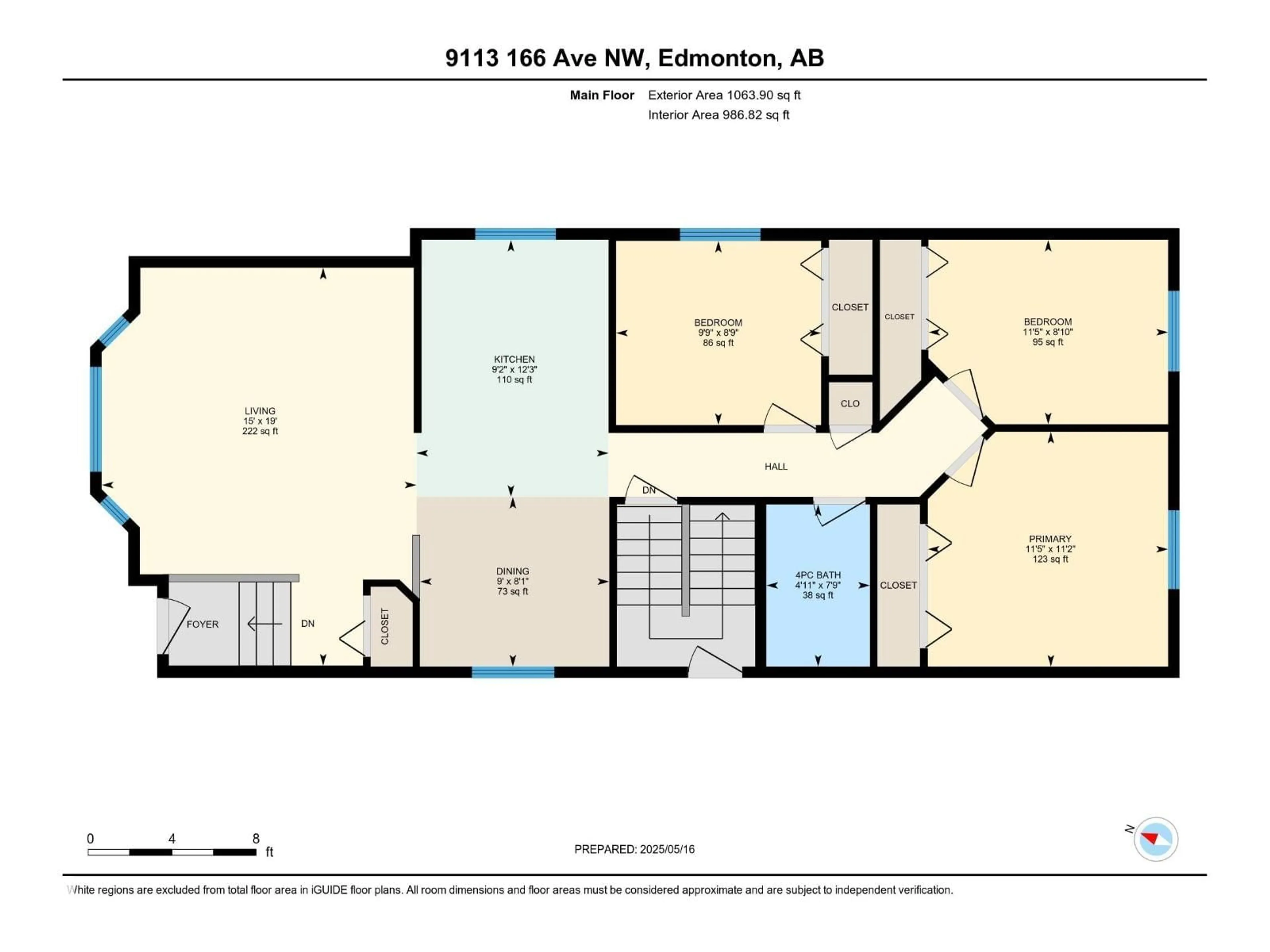 Floor plan for 9113 166 AV, Edmonton Alberta T5Z3H5