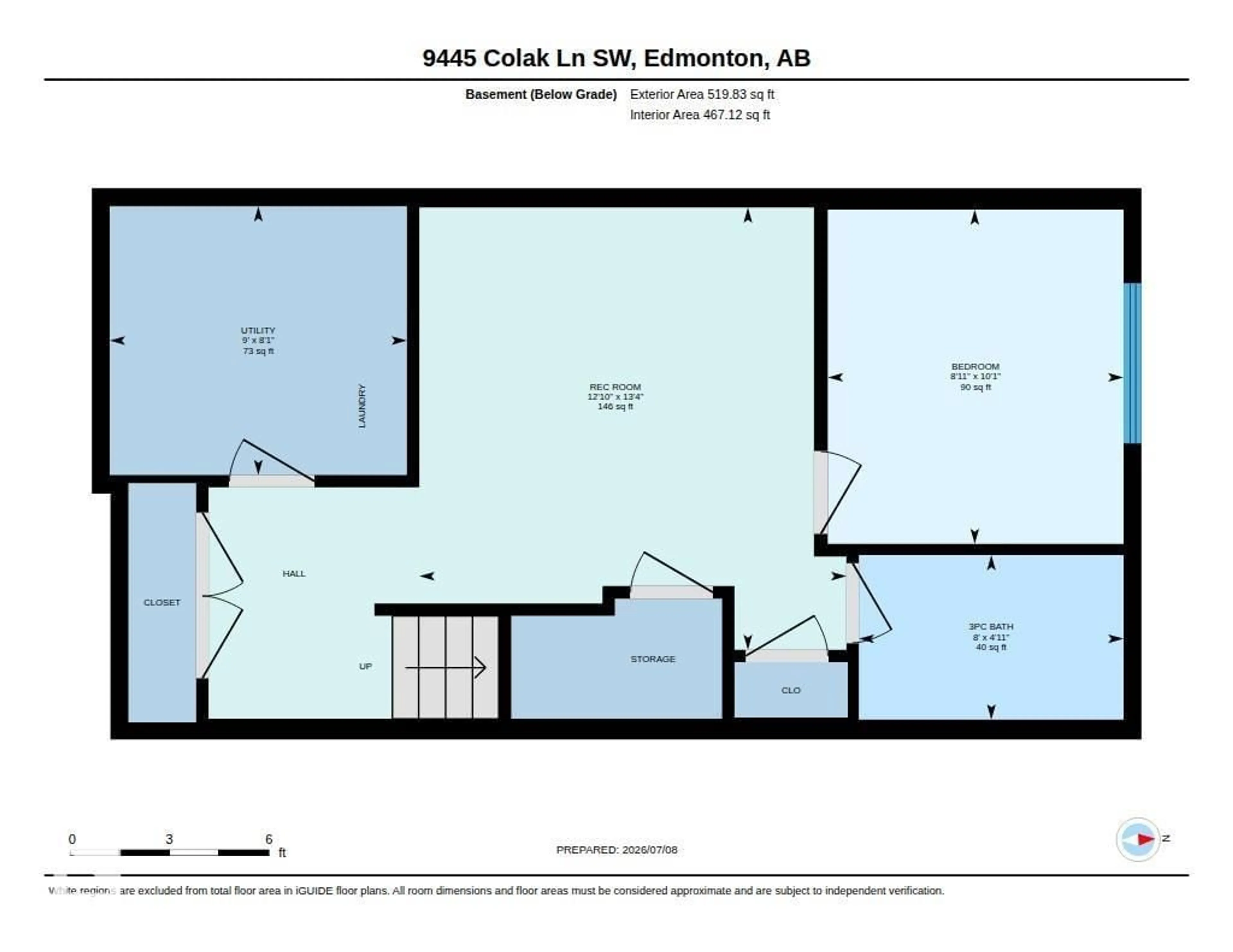 Floor plan for 9445 COLAK LN, Edmonton Alberta T6W5G7