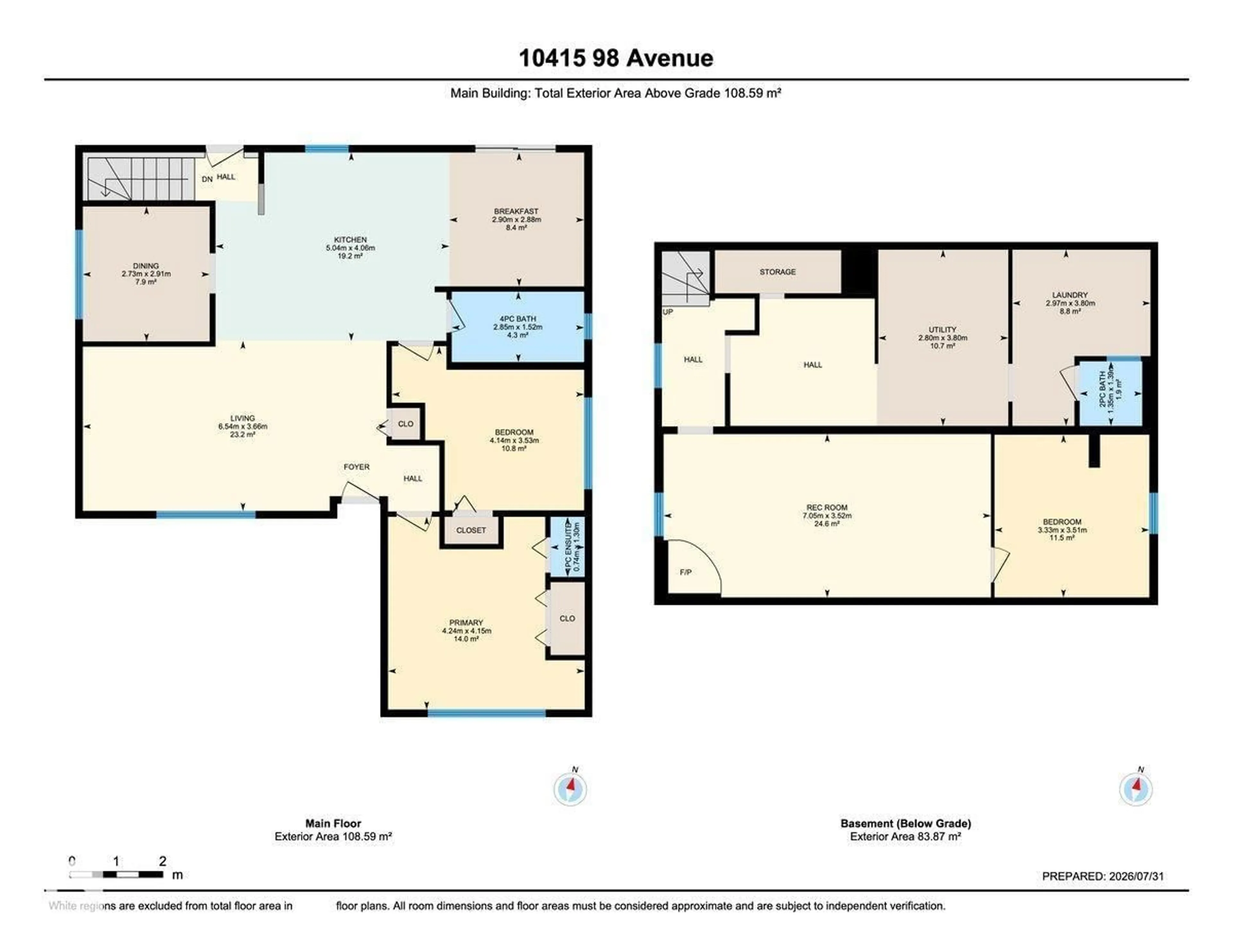 Floor plan for 10415 98 AV, Fort Saskatchewan Alberta T8L1X2