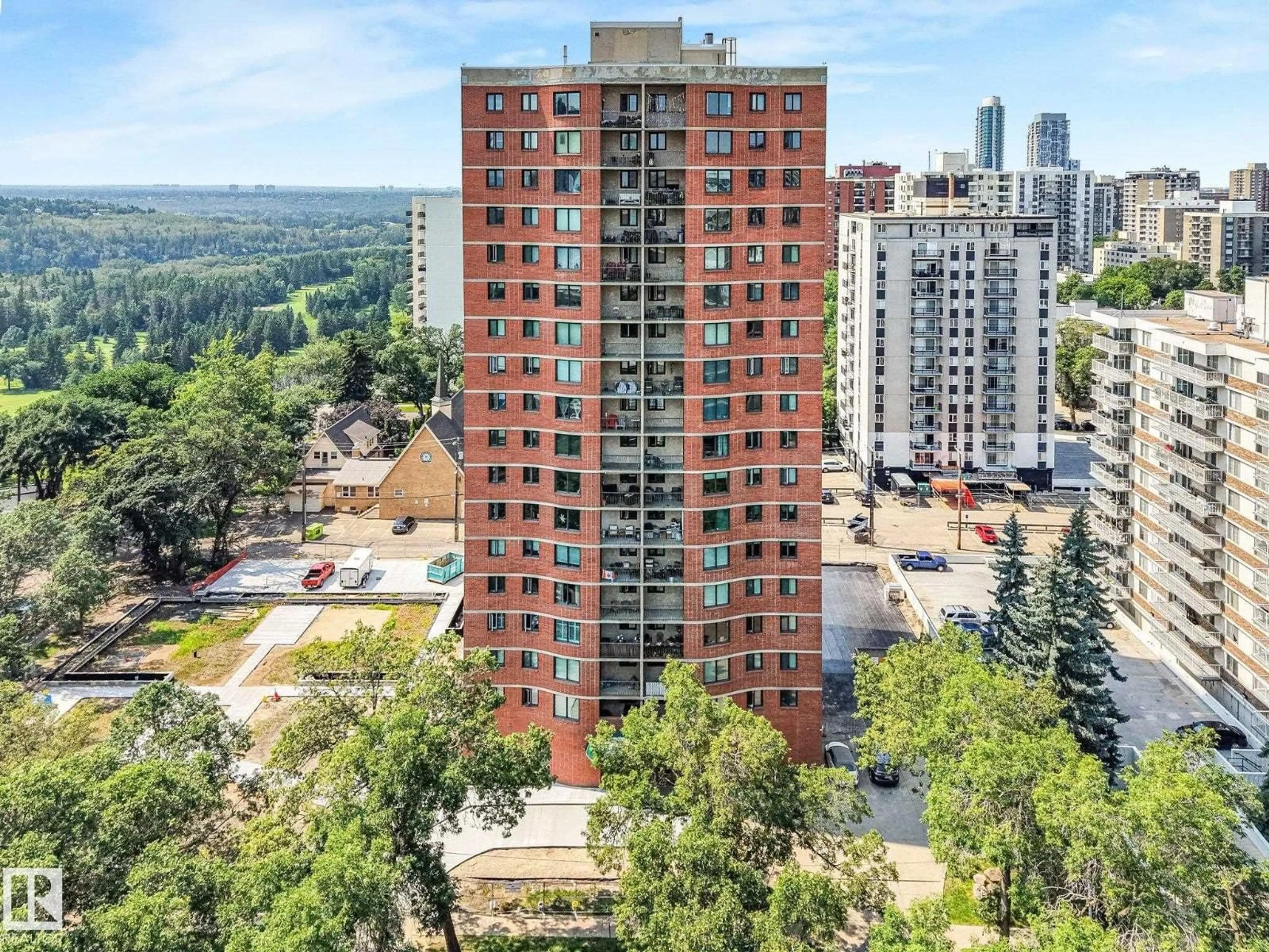 A pic from outside/outdoor area/front of a property/back of a property/a pic from drone, city buildings view from balcony for #302 - 9916 113 ST, Edmonton Alberta T5K2N3