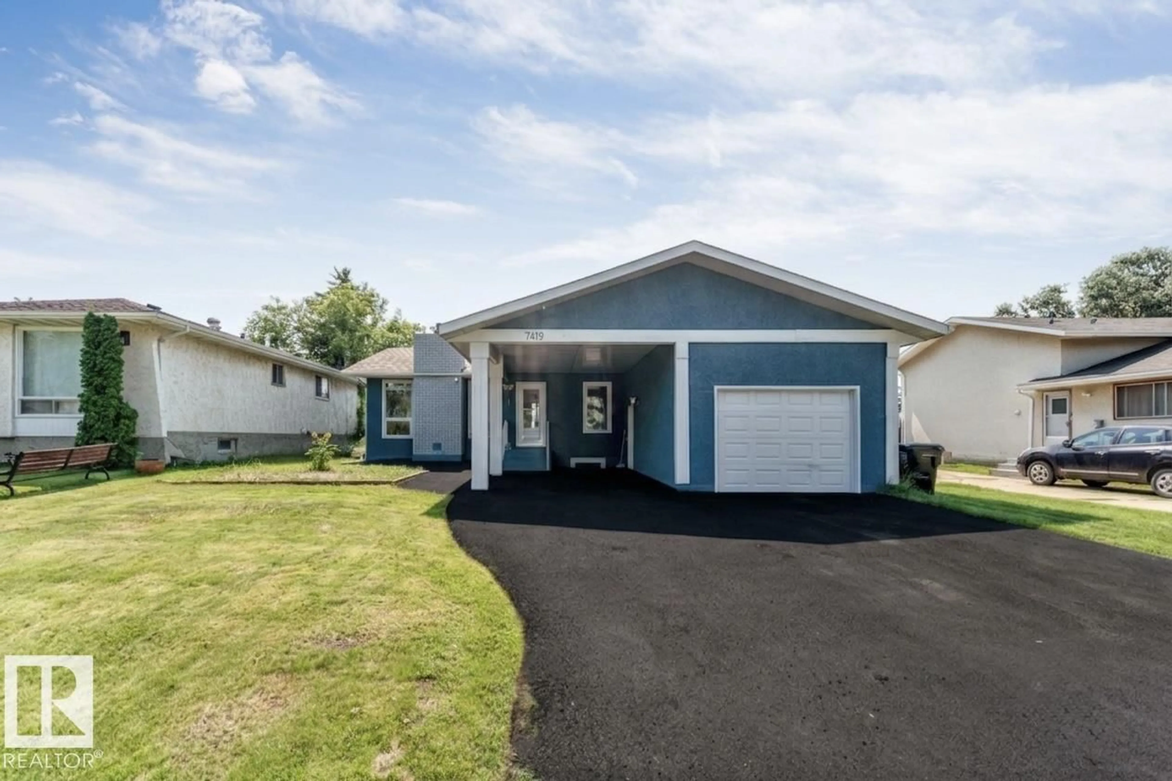 Home with vinyl exterior material, street for 7419 33 AV, Edmonton Alberta T6K1J5