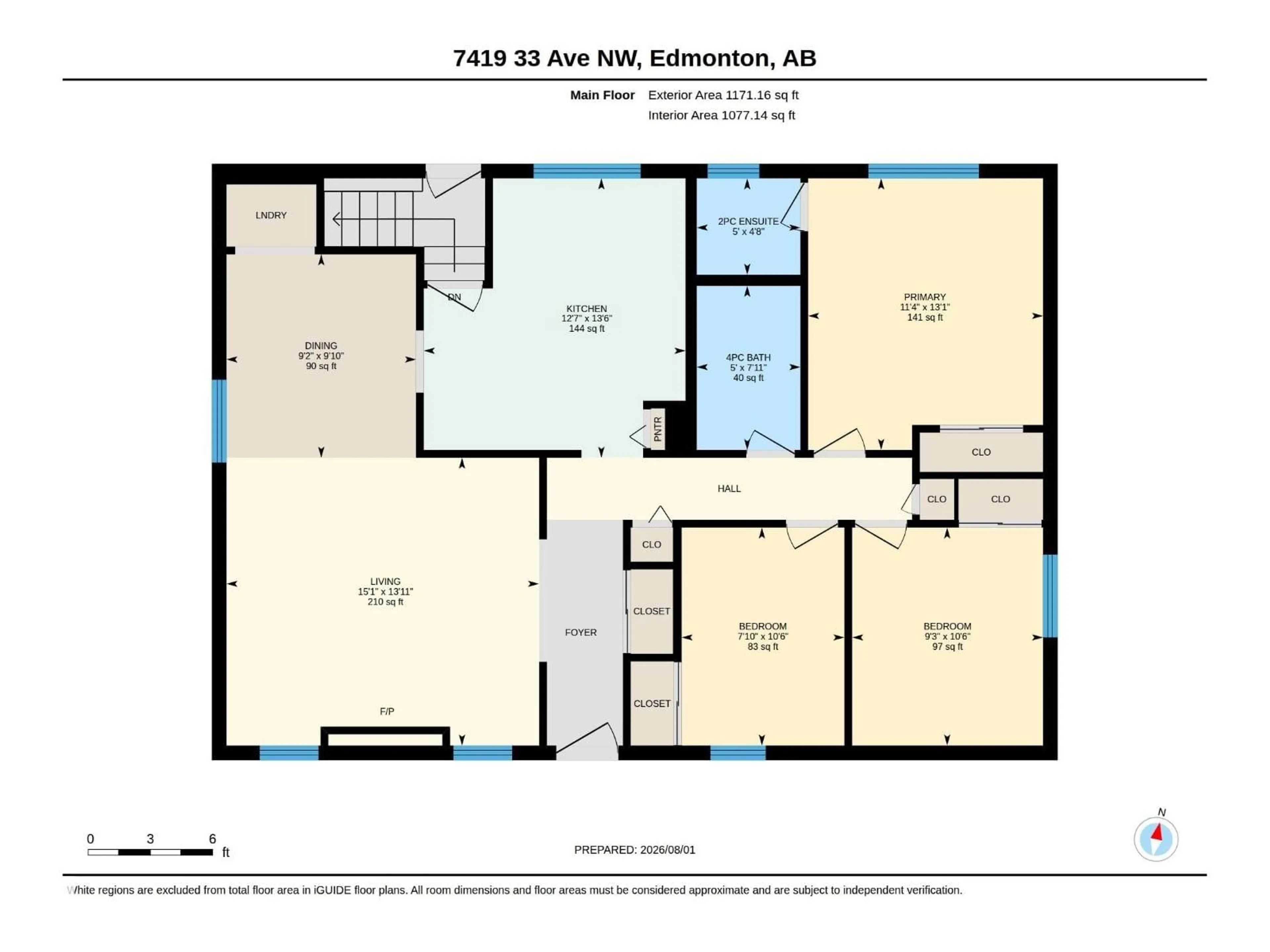 Floor plan for 7419 33 AV, Edmonton Alberta T6K1J5