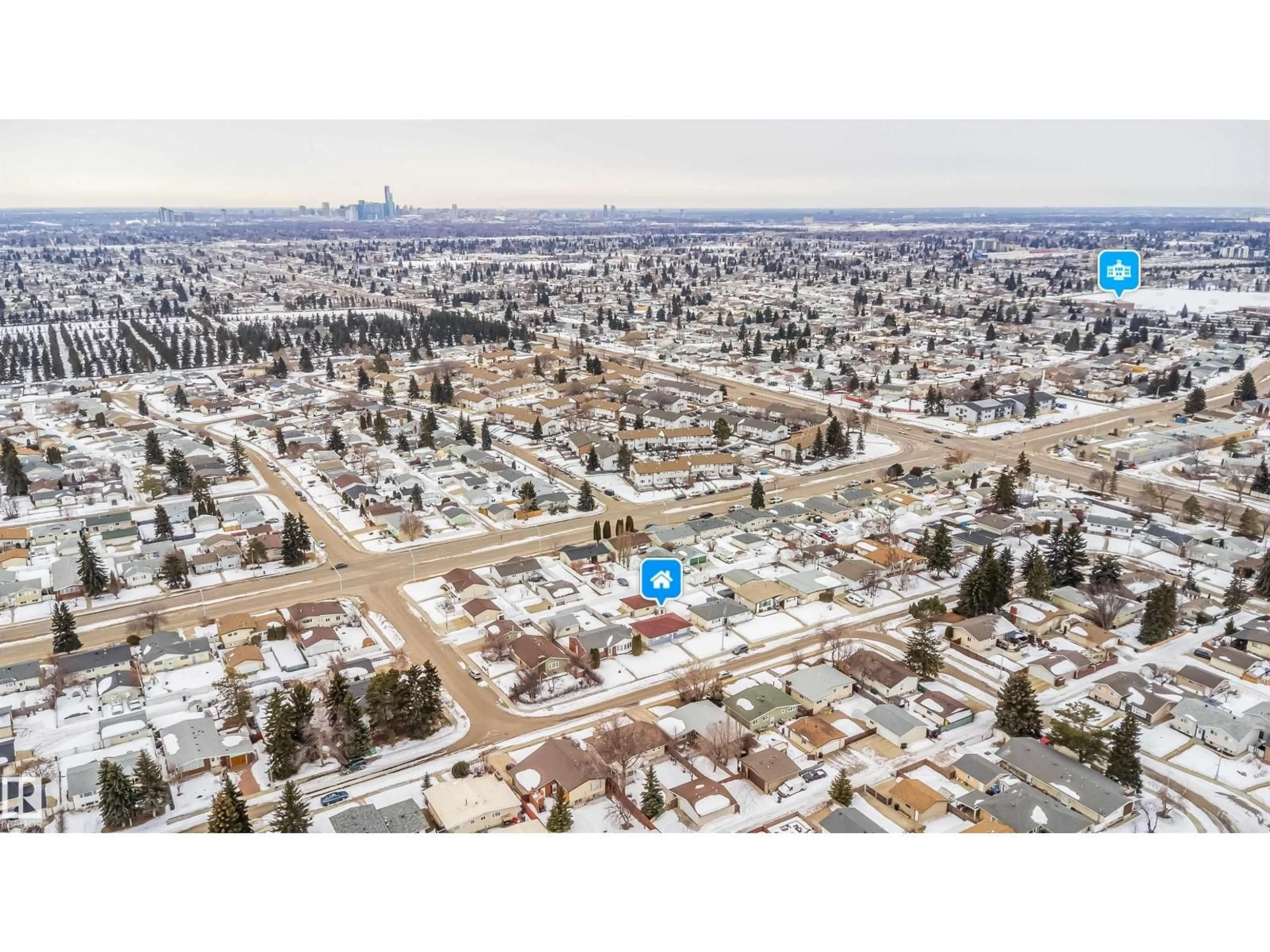 A pic from outside/outdoor area/front of a property/back of a property/a pic from drone, street for 7911 145 AV, Edmonton Alberta T5C2S8