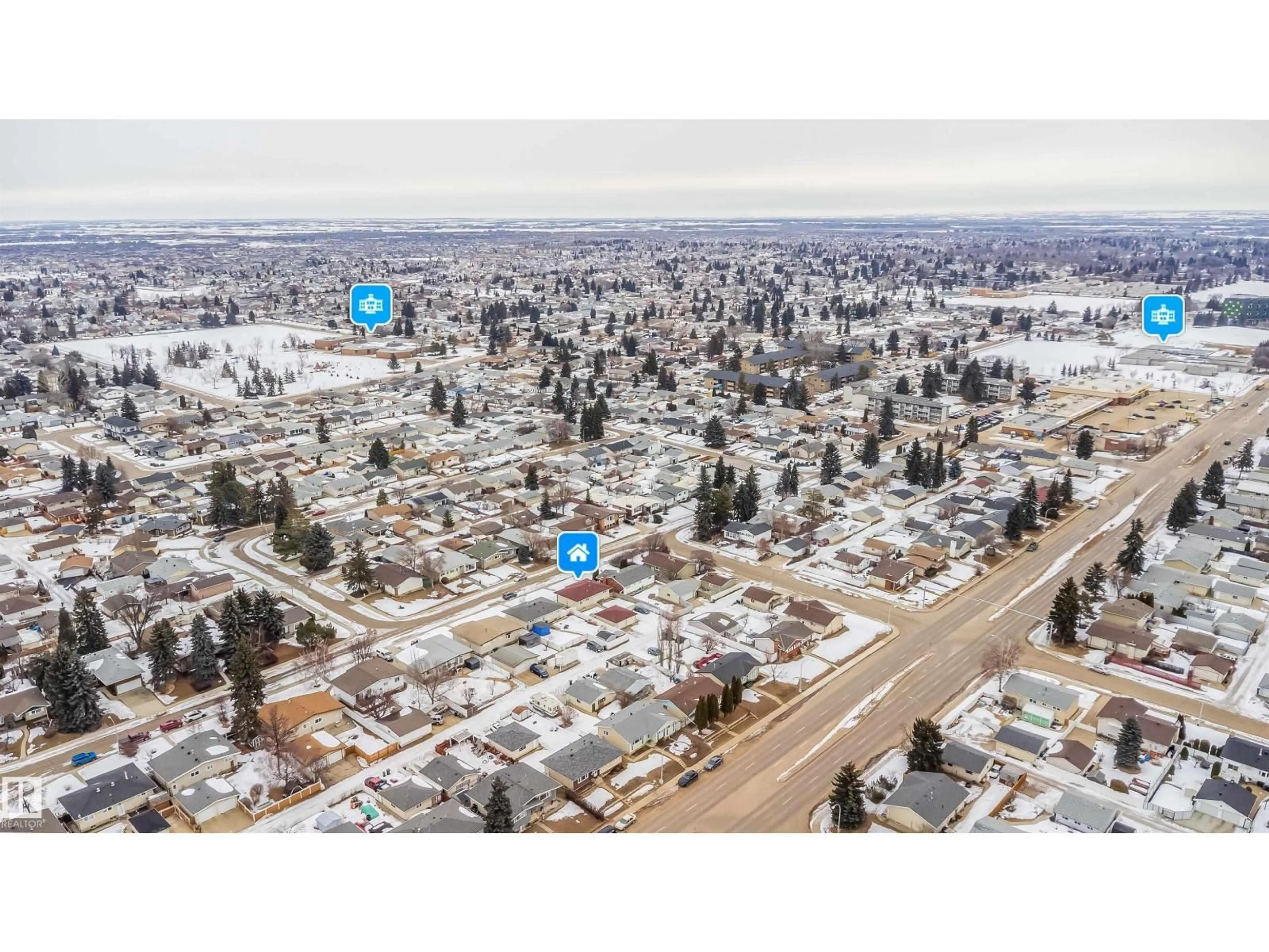A pic from outside/outdoor area/front of a property/back of a property/a pic from drone, street for 7911 145 AV, Edmonton Alberta T5C2S8