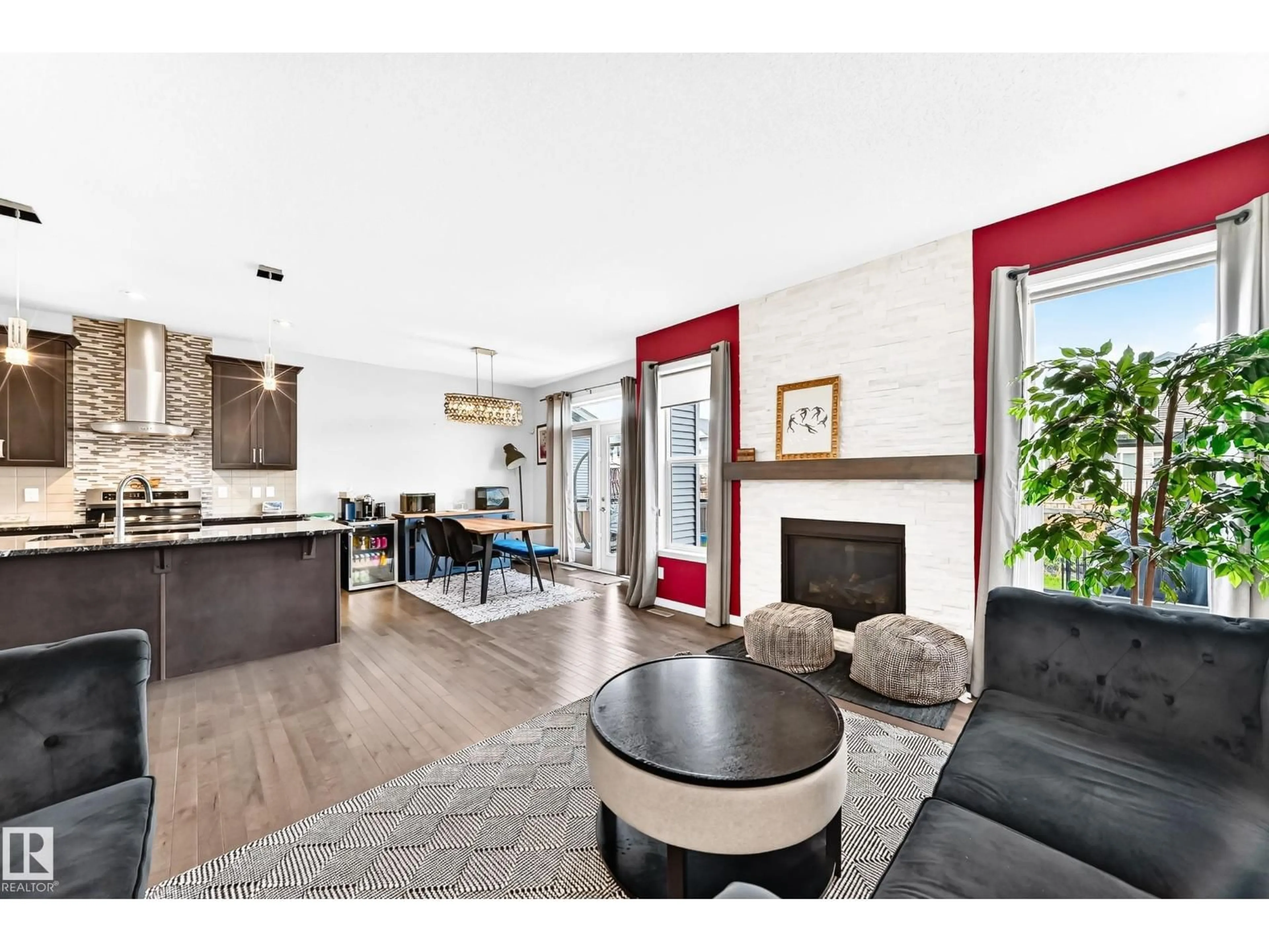 Open concept kitchen, wood/laminate floor for 6122 175A AV, Edmonton Alberta T5Y3N8