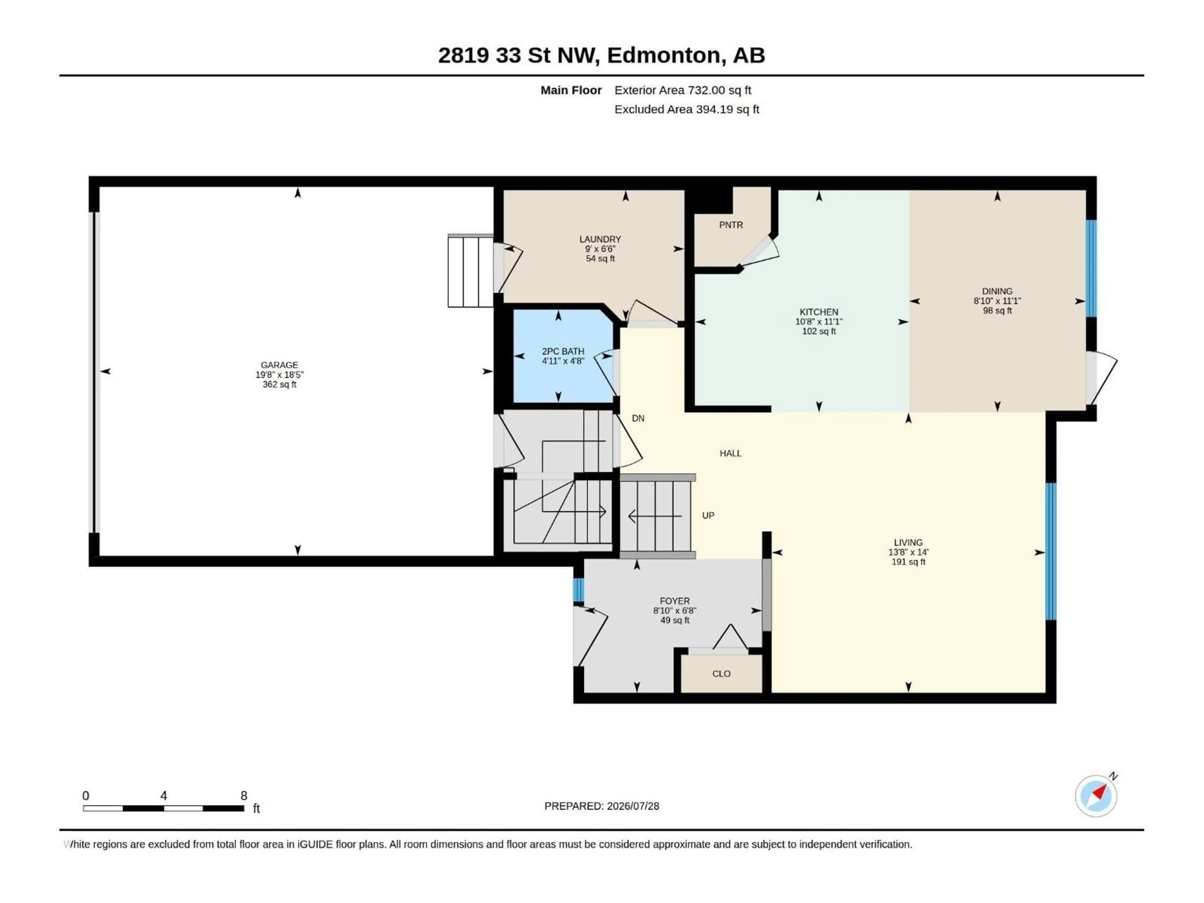 Floor plan for NW - 2819 33 ST, Edmonton Alberta T6T1P5
