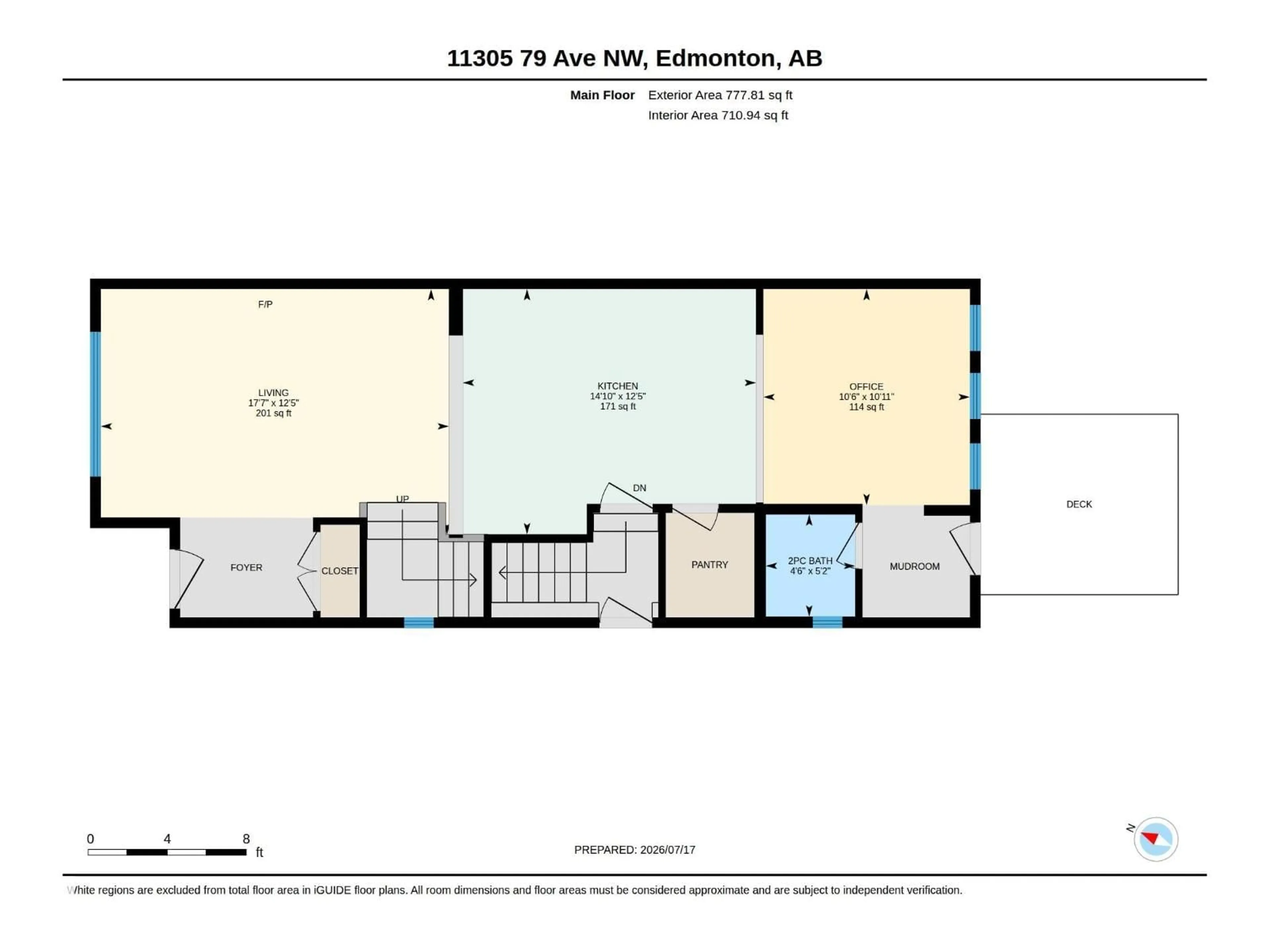 Floor plan for 11305 79 AV, Edmonton Alberta T6G0P4