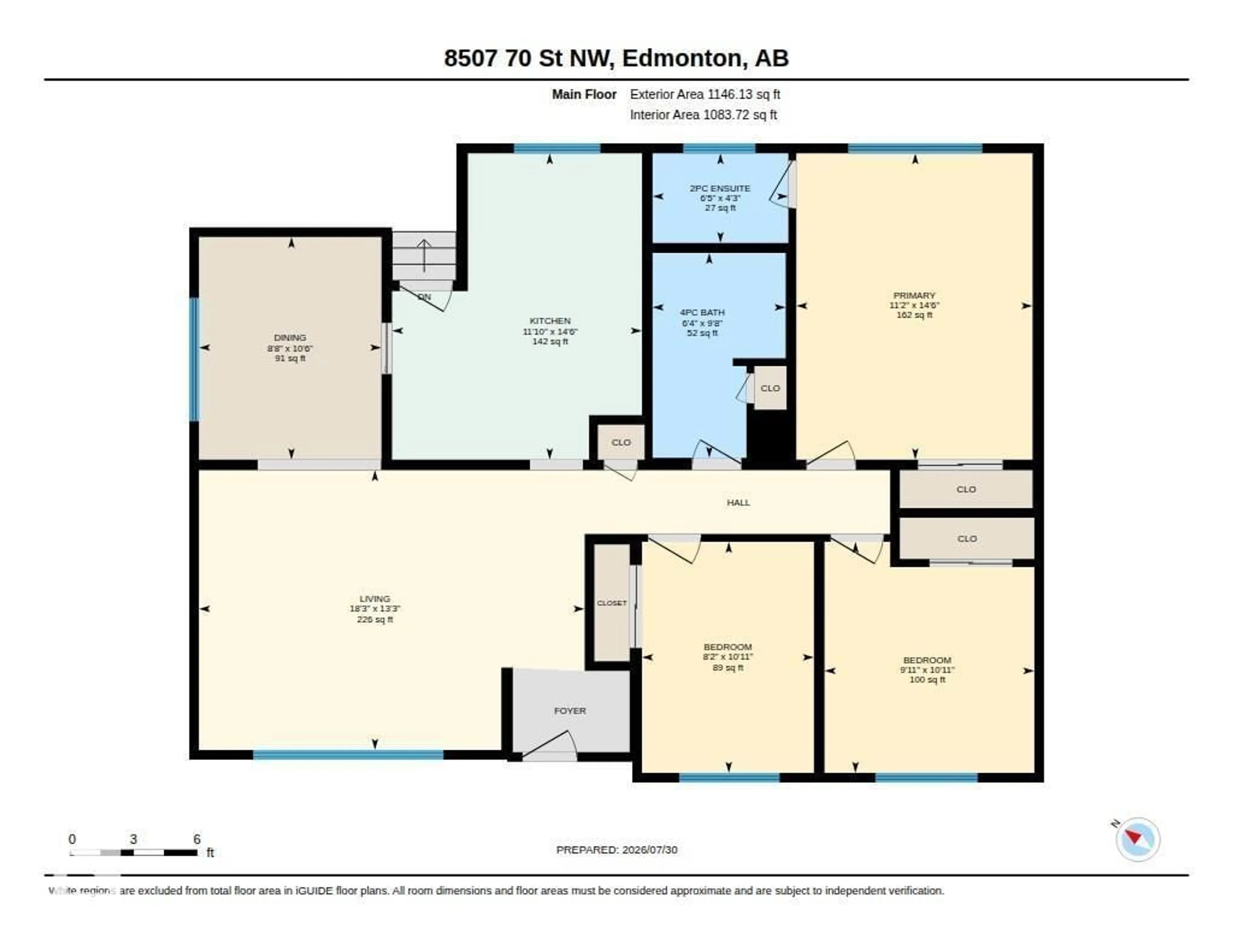 Floor plan for 8507 70 ST, Edmonton Alberta T6B1W6