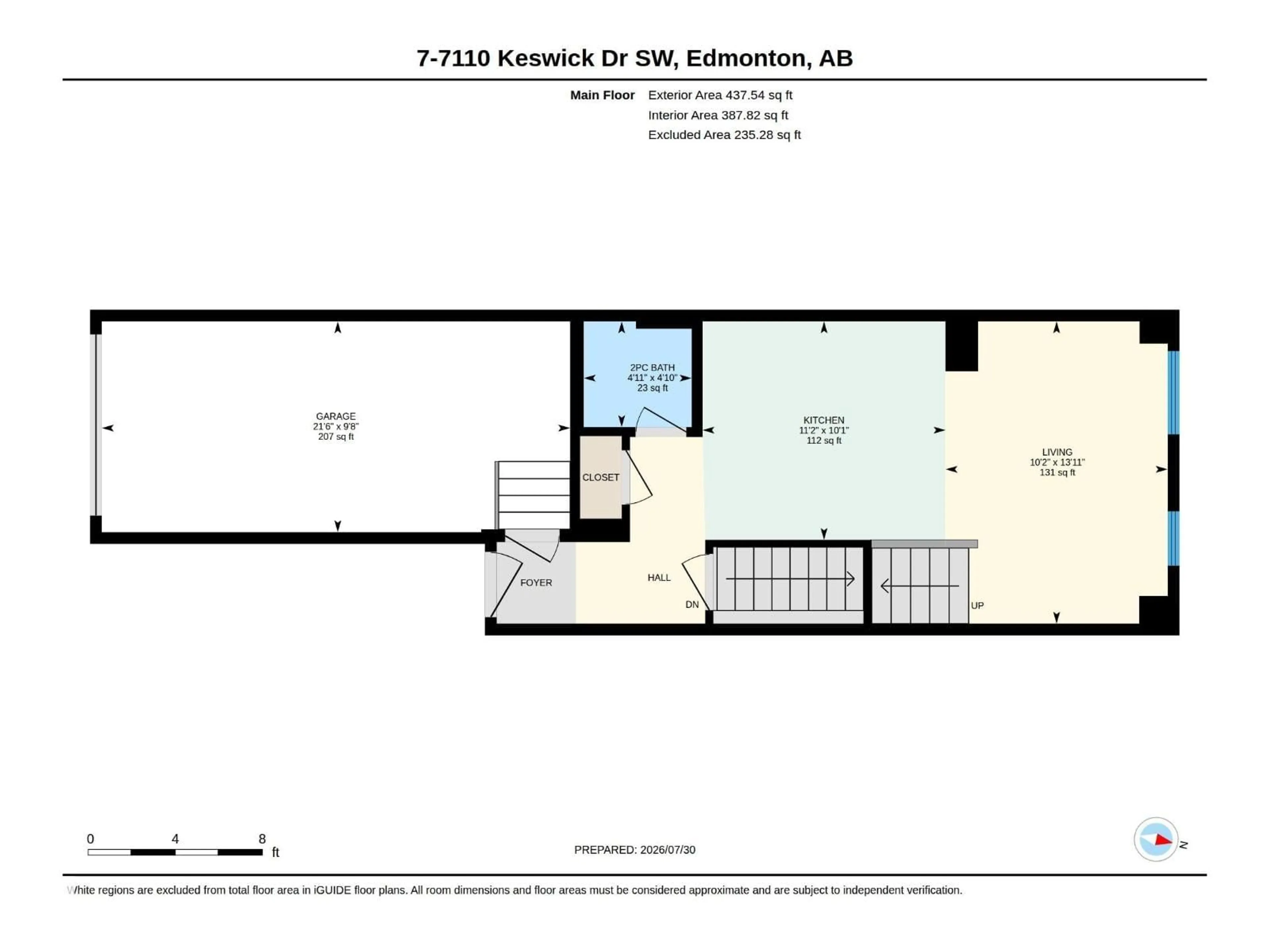 Floor plan for #7 - 7110 KESWICK COMMON, Edmonton Alberta T6W5P7