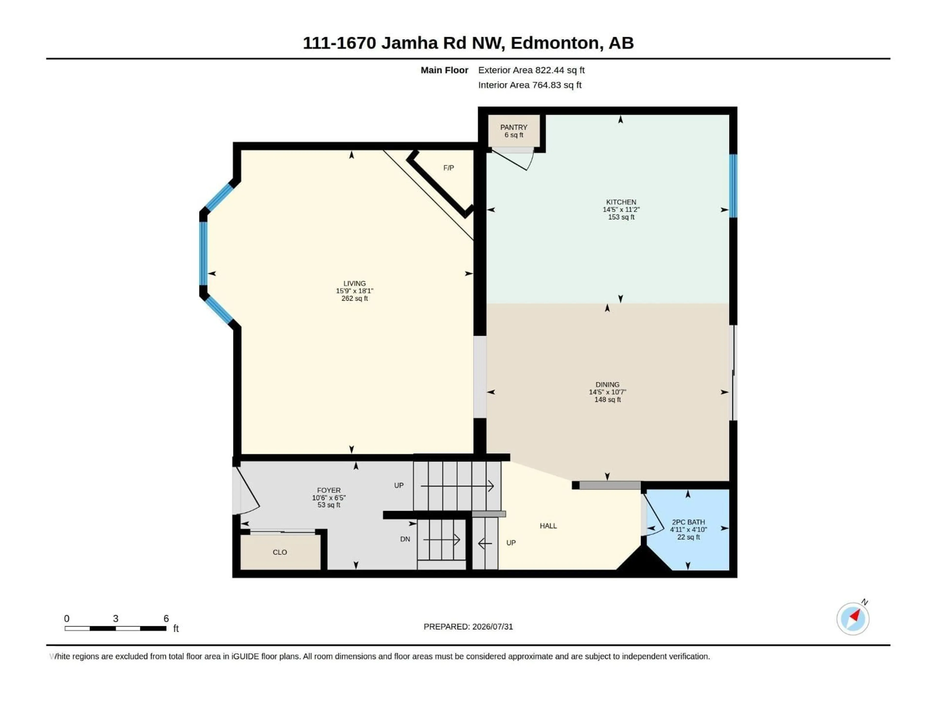 Floor plan for #111 - 1670 JAMHA RD, Edmonton Alberta T6L7B3