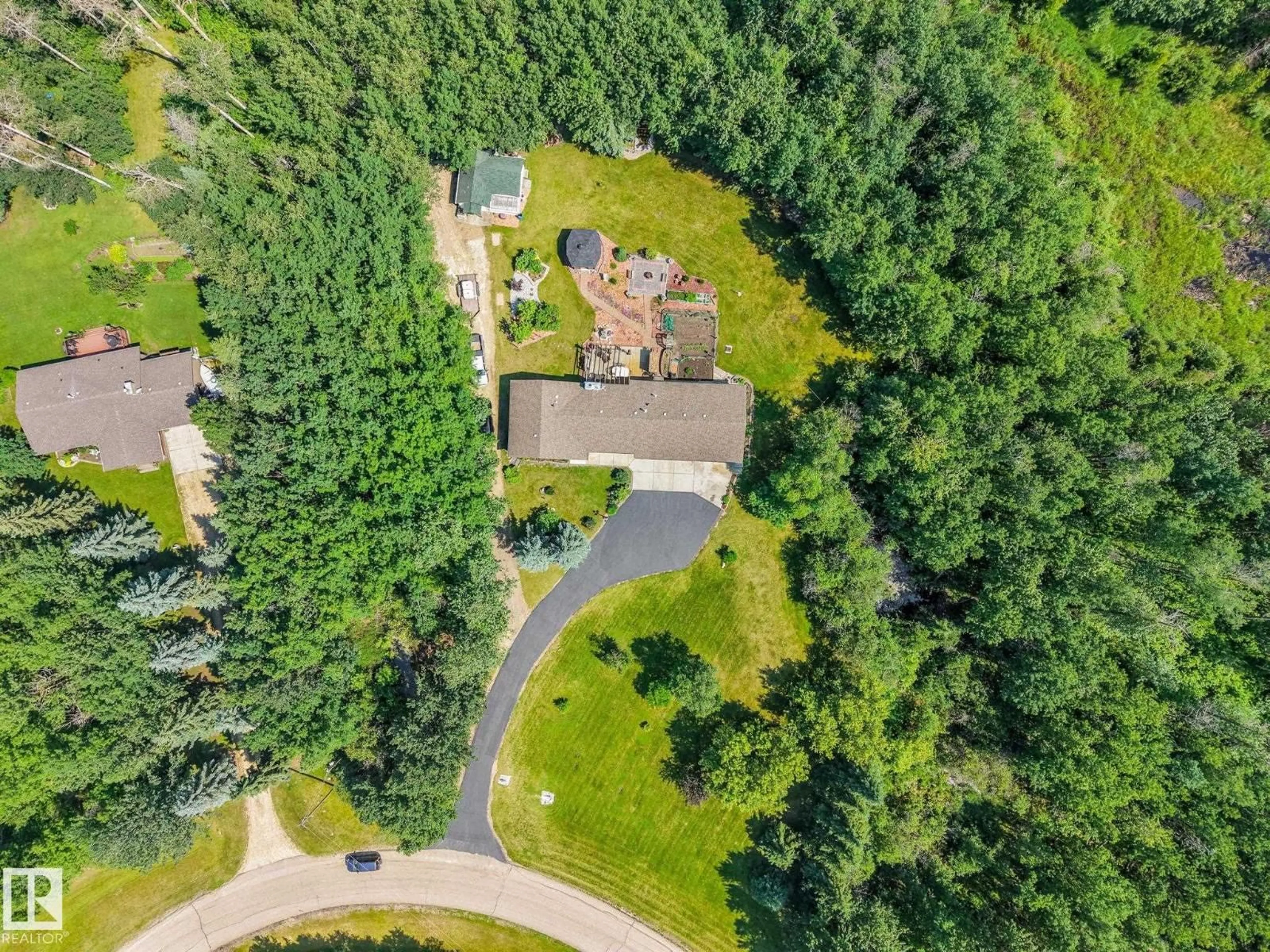 A pic from outside/outdoor area/front of a property/back of a property/a pic from drone, forest/trees view for 21252 - 170 TWP ROAD 530, Rural Strathcona County Alberta T8G2C4