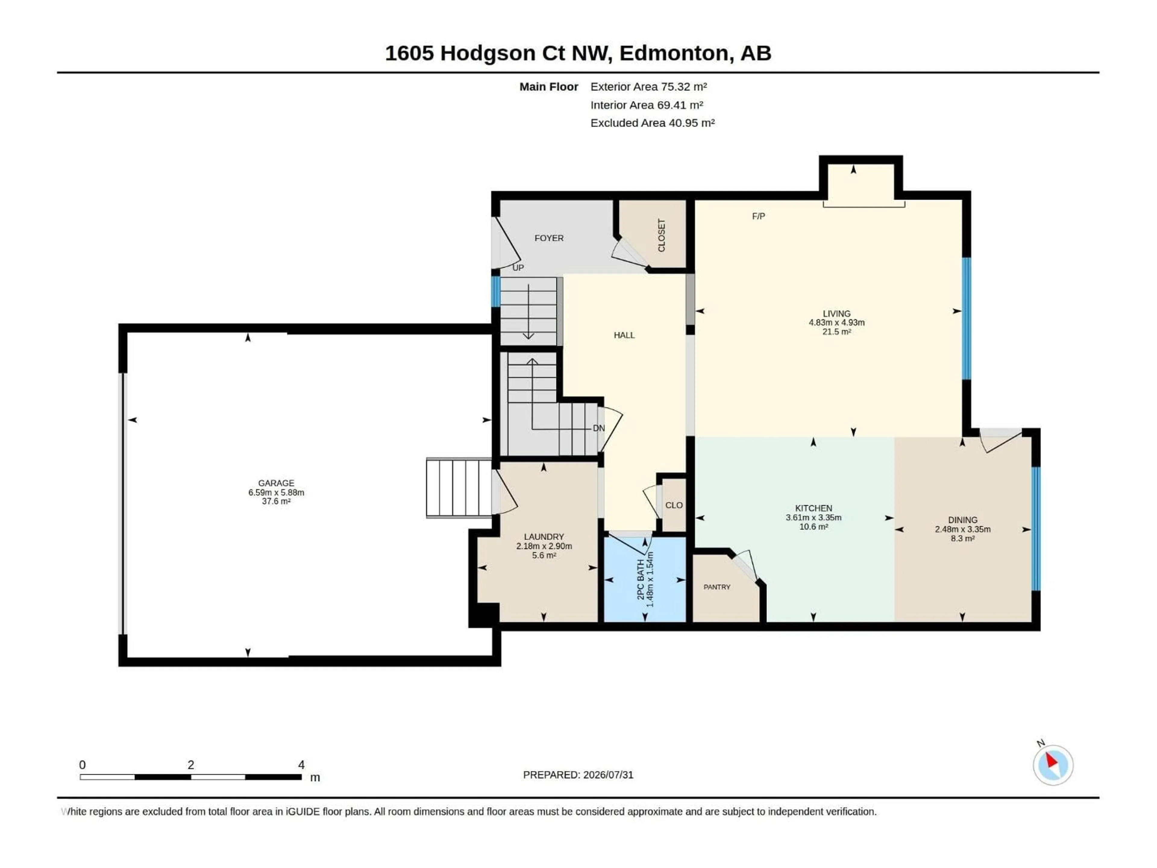 Floor plan for 1605 HODGSON CO, Edmonton Alberta T6R3R5