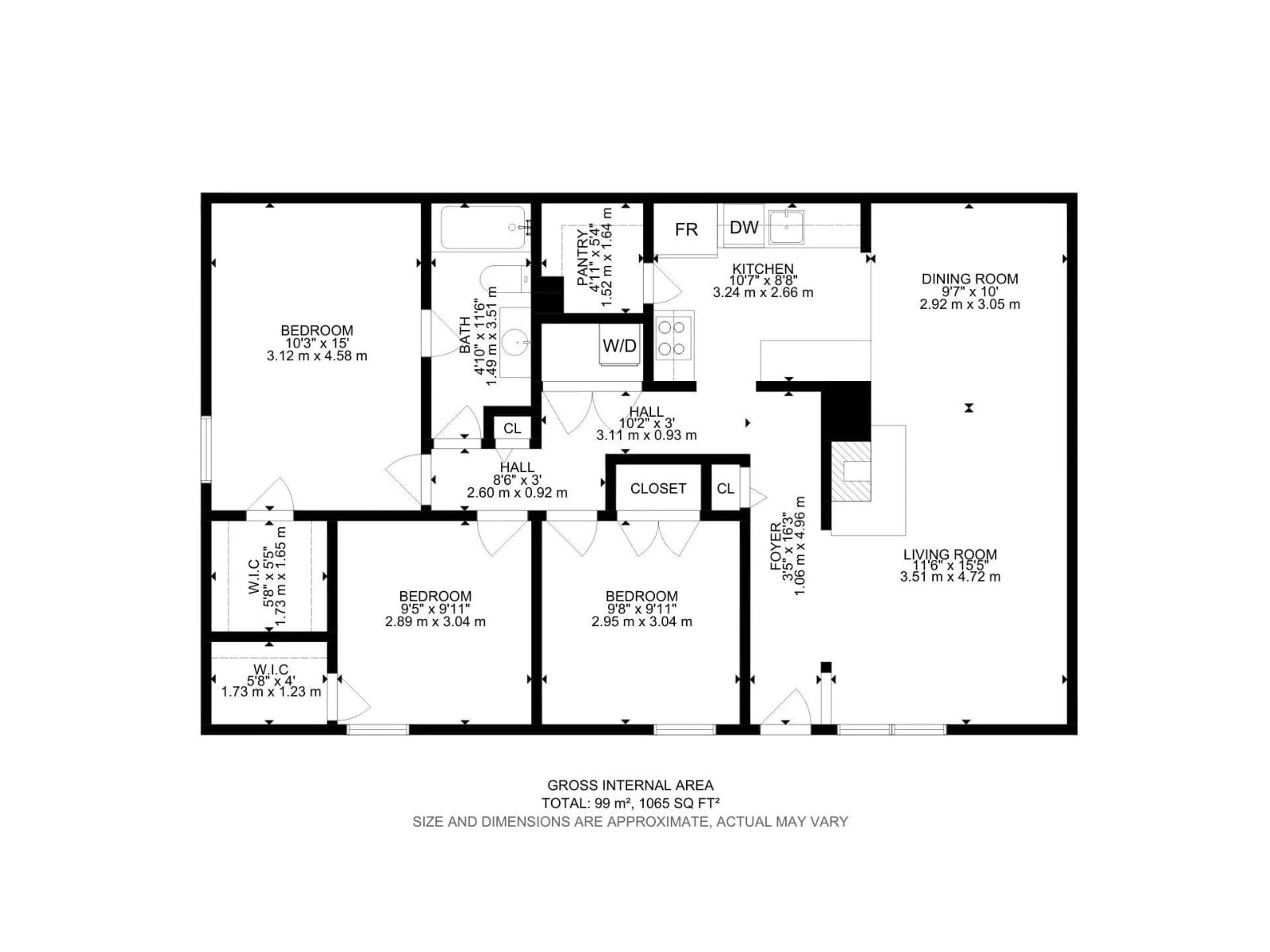 Floor plan for 39 - 3111 142 AV NW, Edmonton Alberta T5Y2H6