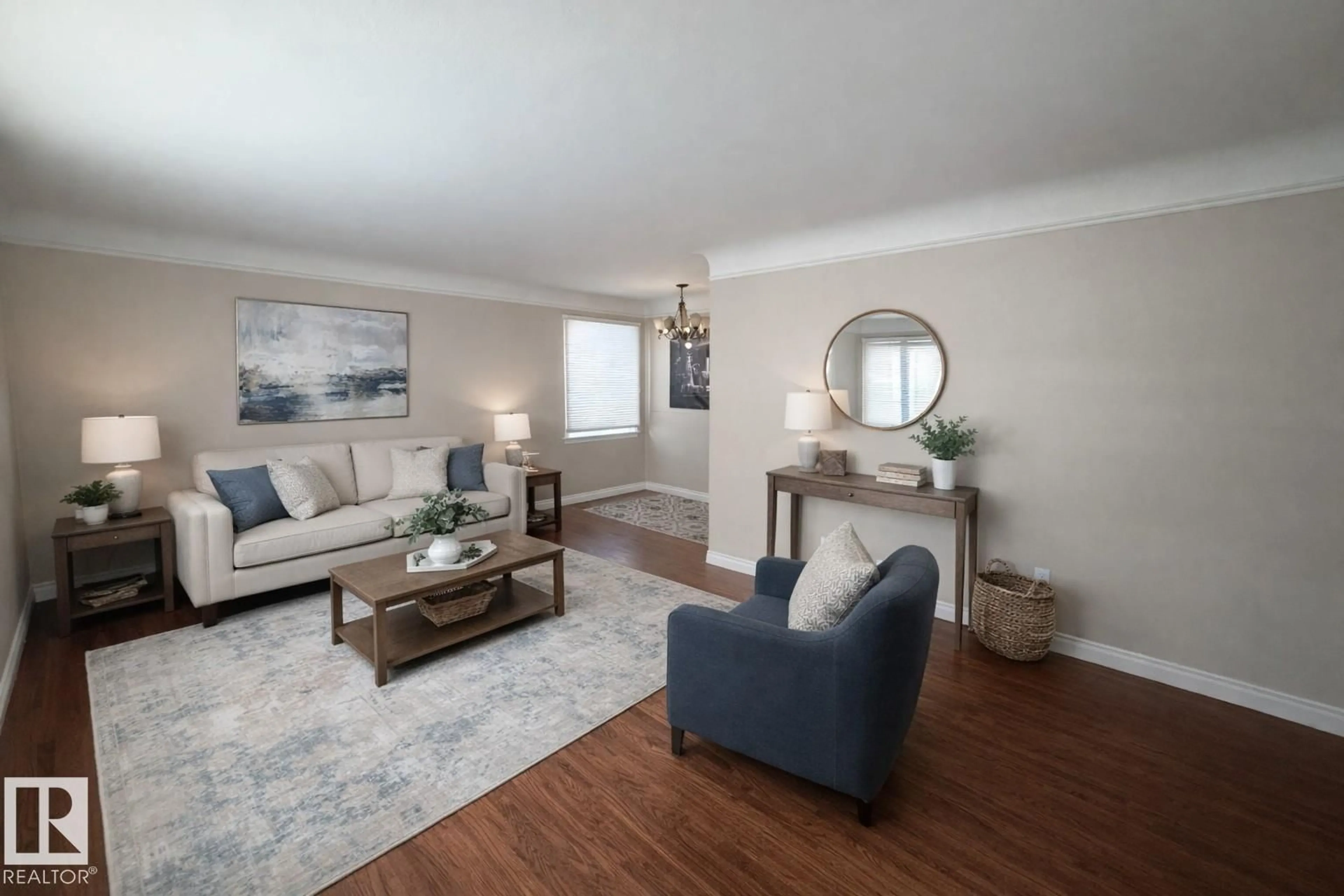 Living room with furniture, wood/laminate floor for 7910 75 ST, Edmonton Alberta T6C2G5