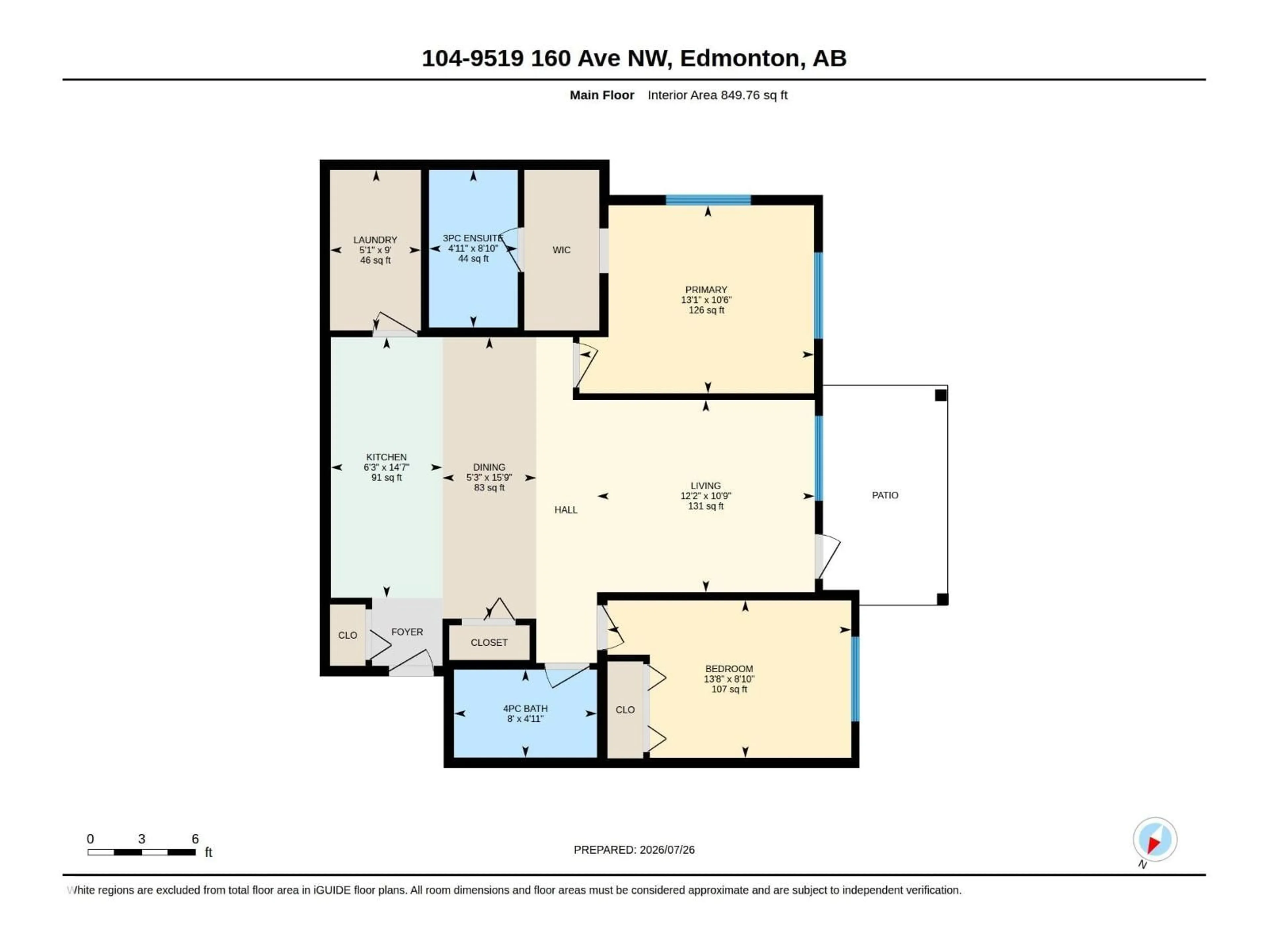 Floor plan for #104 - 9519 160 AV, Edmonton Alberta T5Z0N1