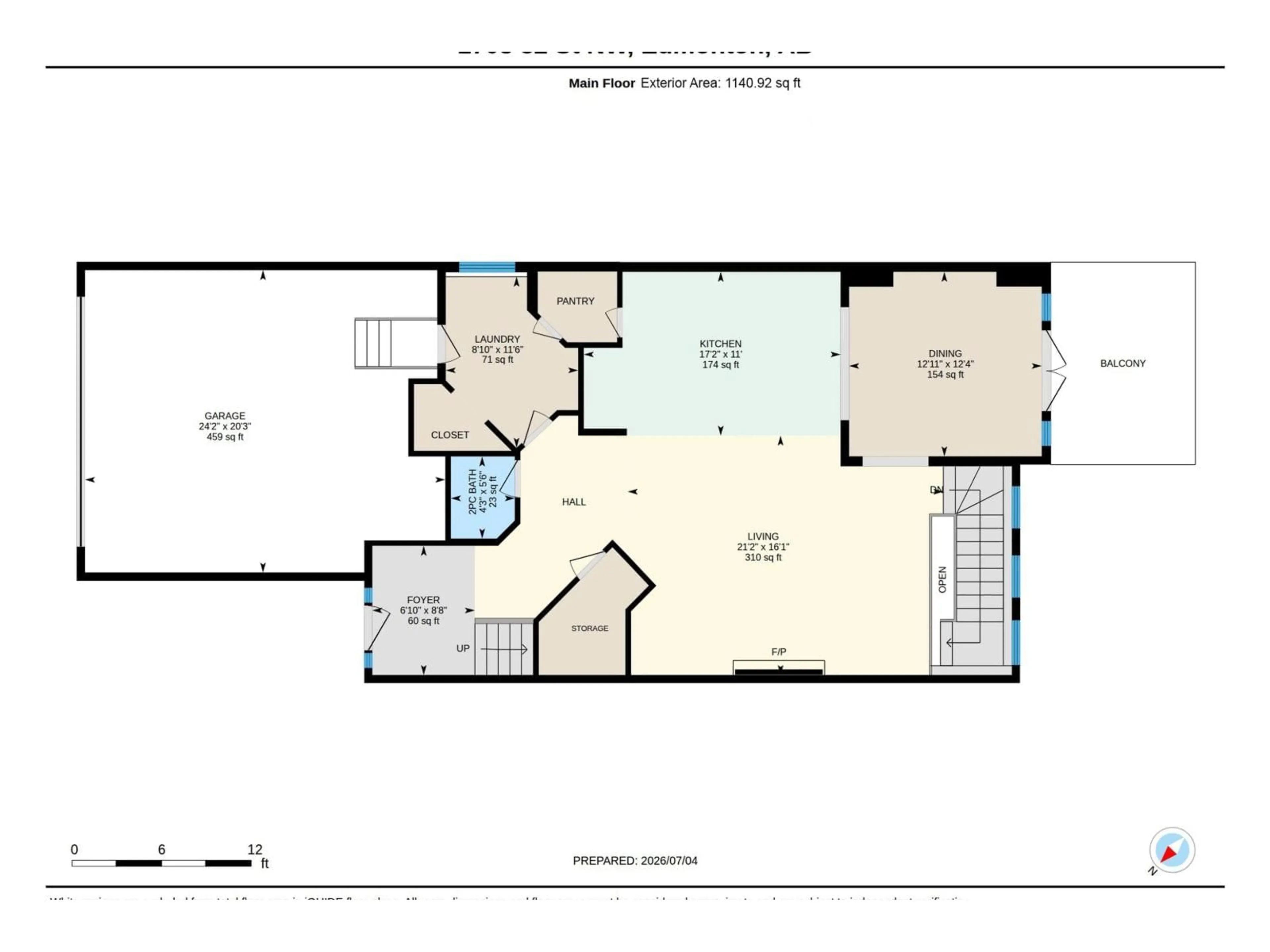 Floor plan for 1708 32 ST, Edmonton Alberta T6T0P5