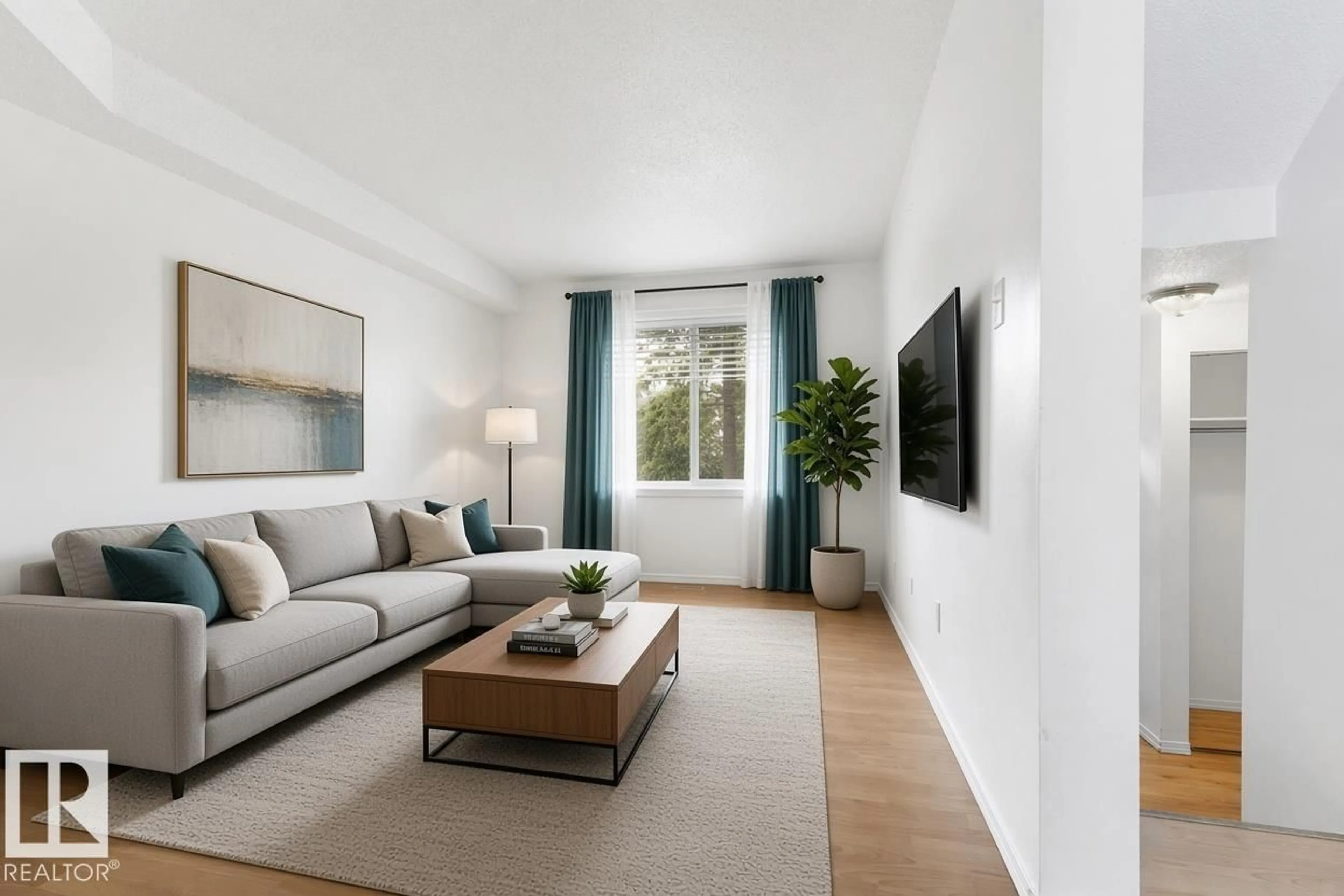 Living room with furniture, unknown for 3122 142 AV, Edmonton Alberta T5Y1H2