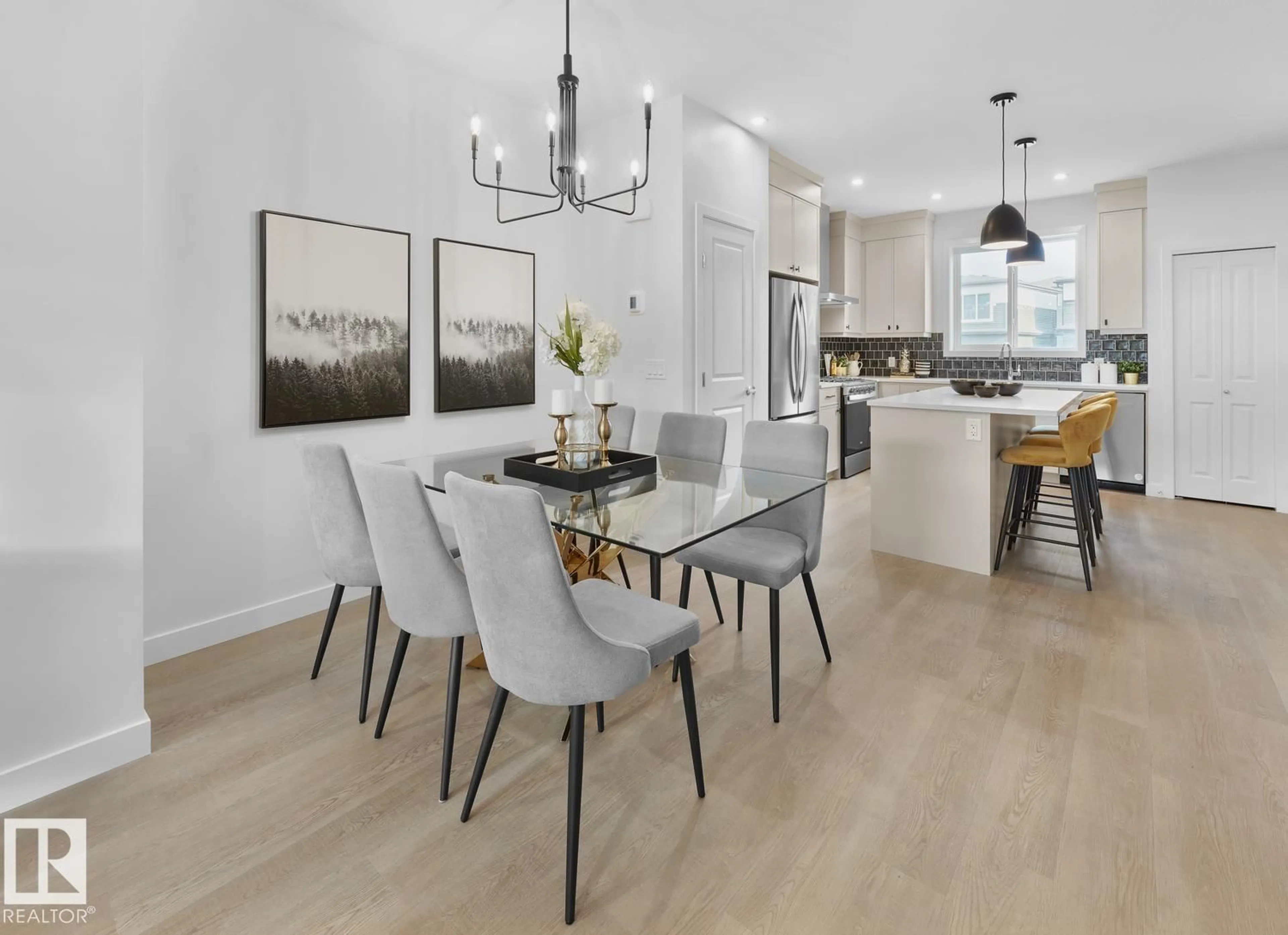 Open concept kitchen, wood/laminate floor for 224 CHAPPELLE DR, Edmonton Alberta T6W5X8