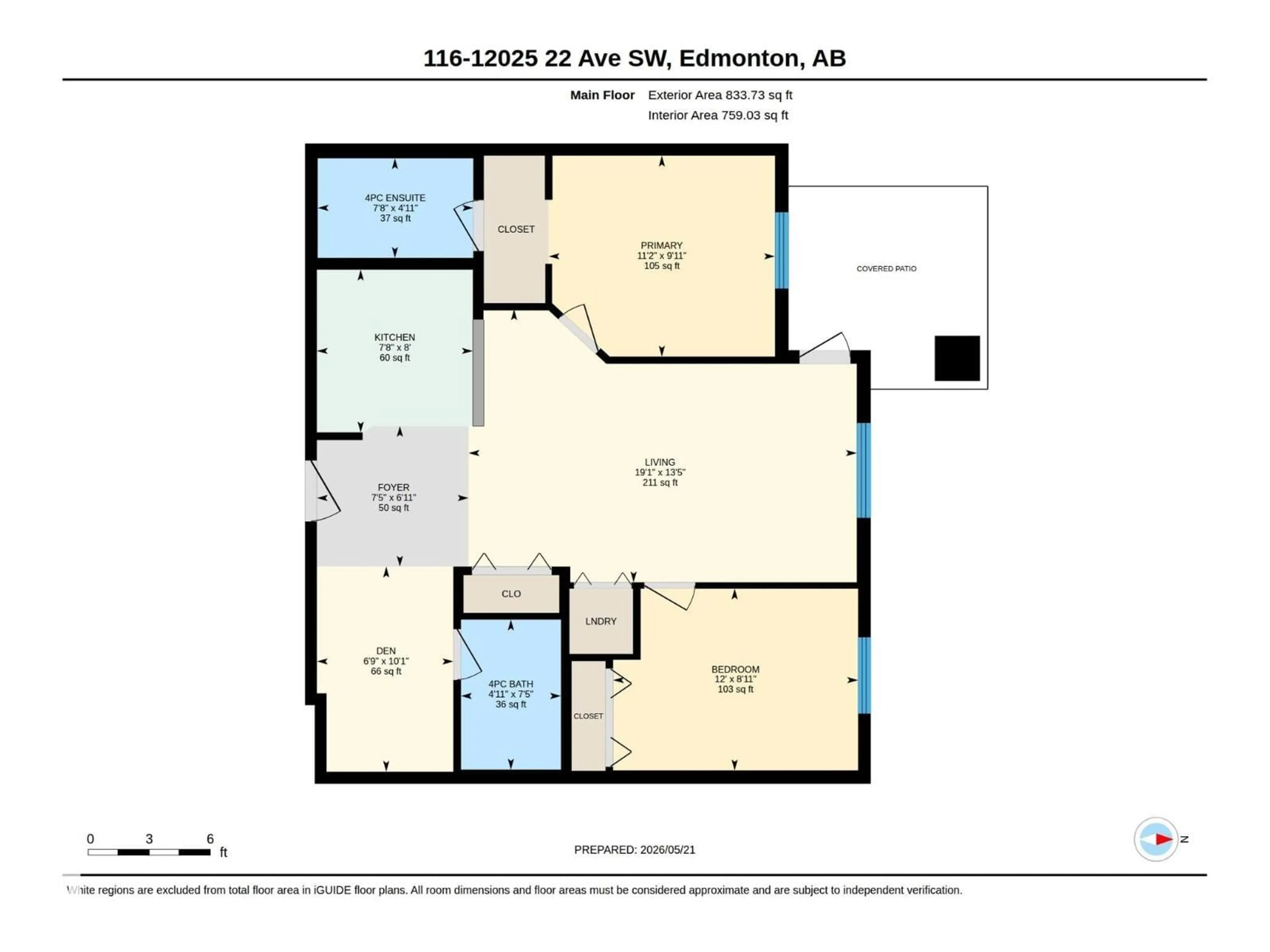 Floor plan for #116 - 12025 22 AV, Edmonton Alberta T6W2Y1
