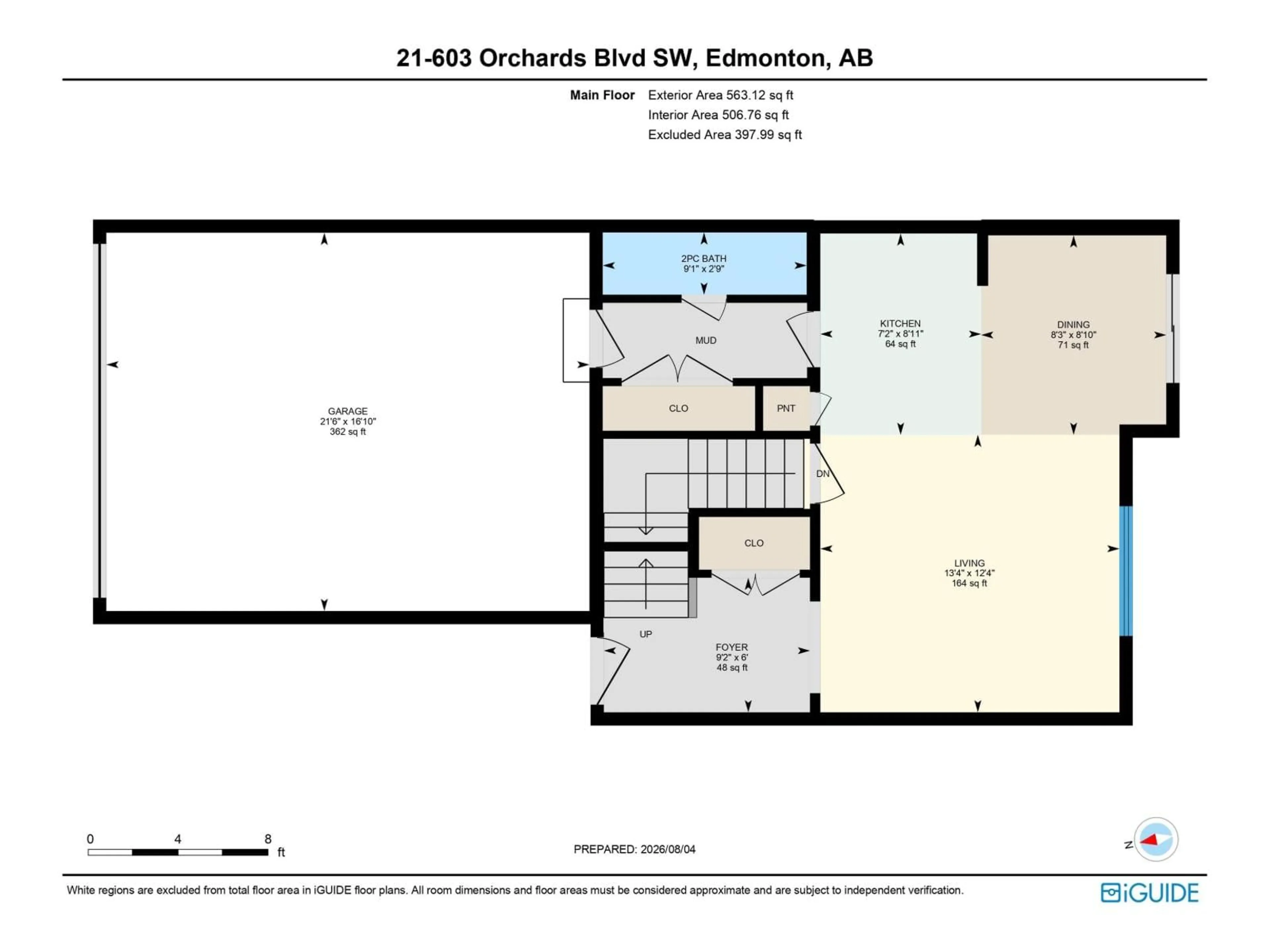 Floor plan for 603 - 21 ORCHARDS BV, Edmonton Alberta T6X2W8