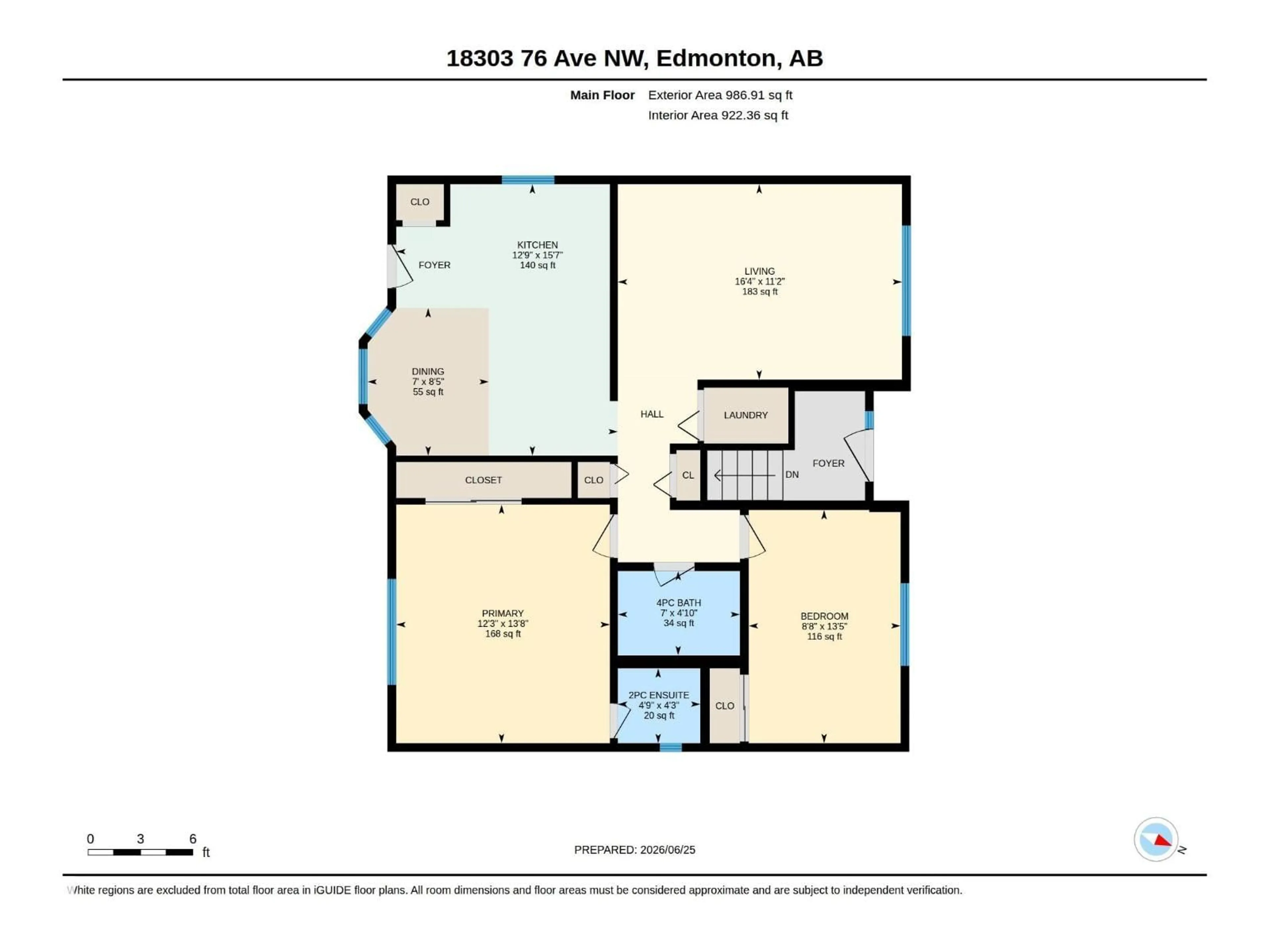 Floor plan for 18303 76 AV, Edmonton Alberta T5T2L5