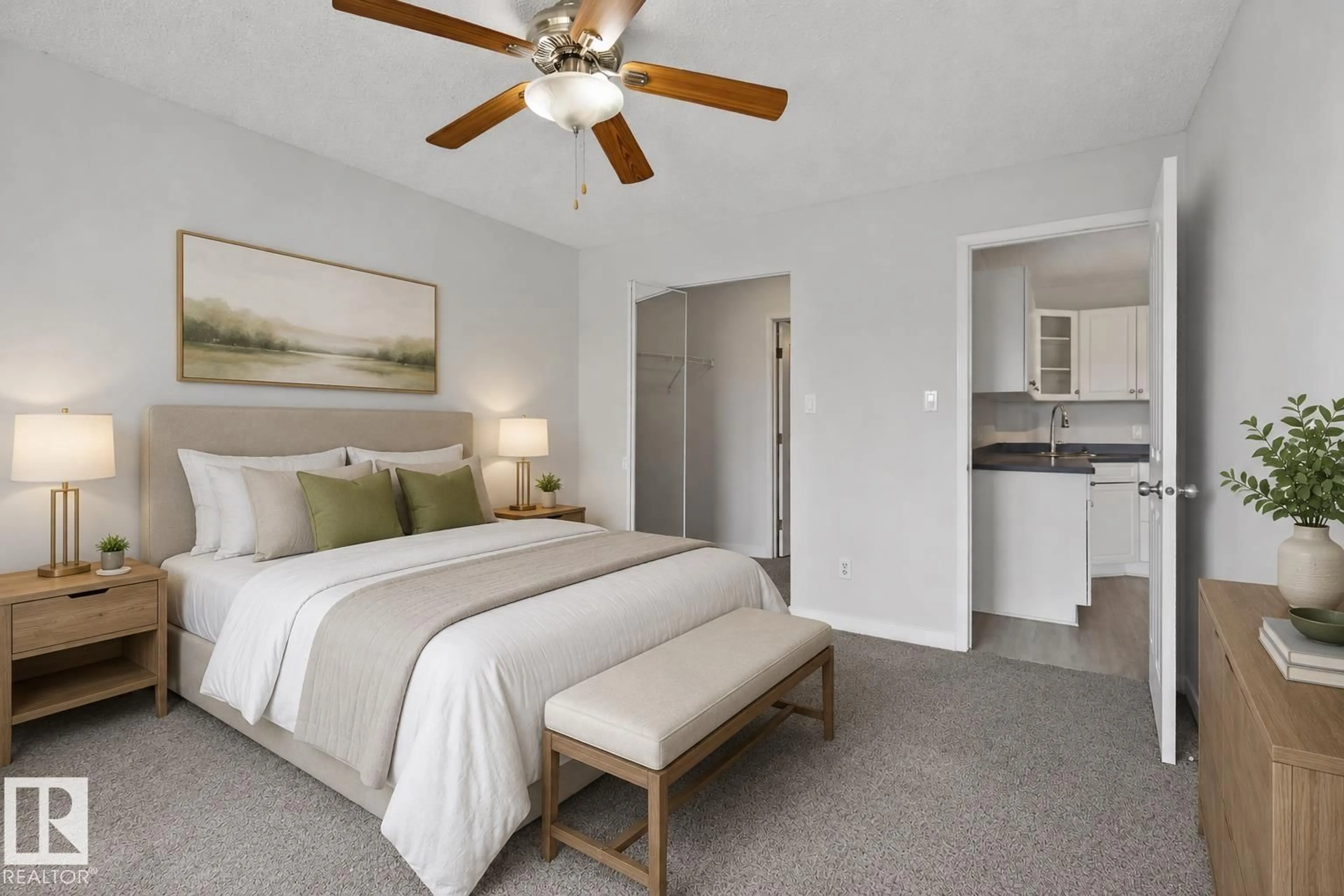 Bedroom with bed, unknown for NW - 319 16303 95 ST, Edmonton Alberta T5Z3V1