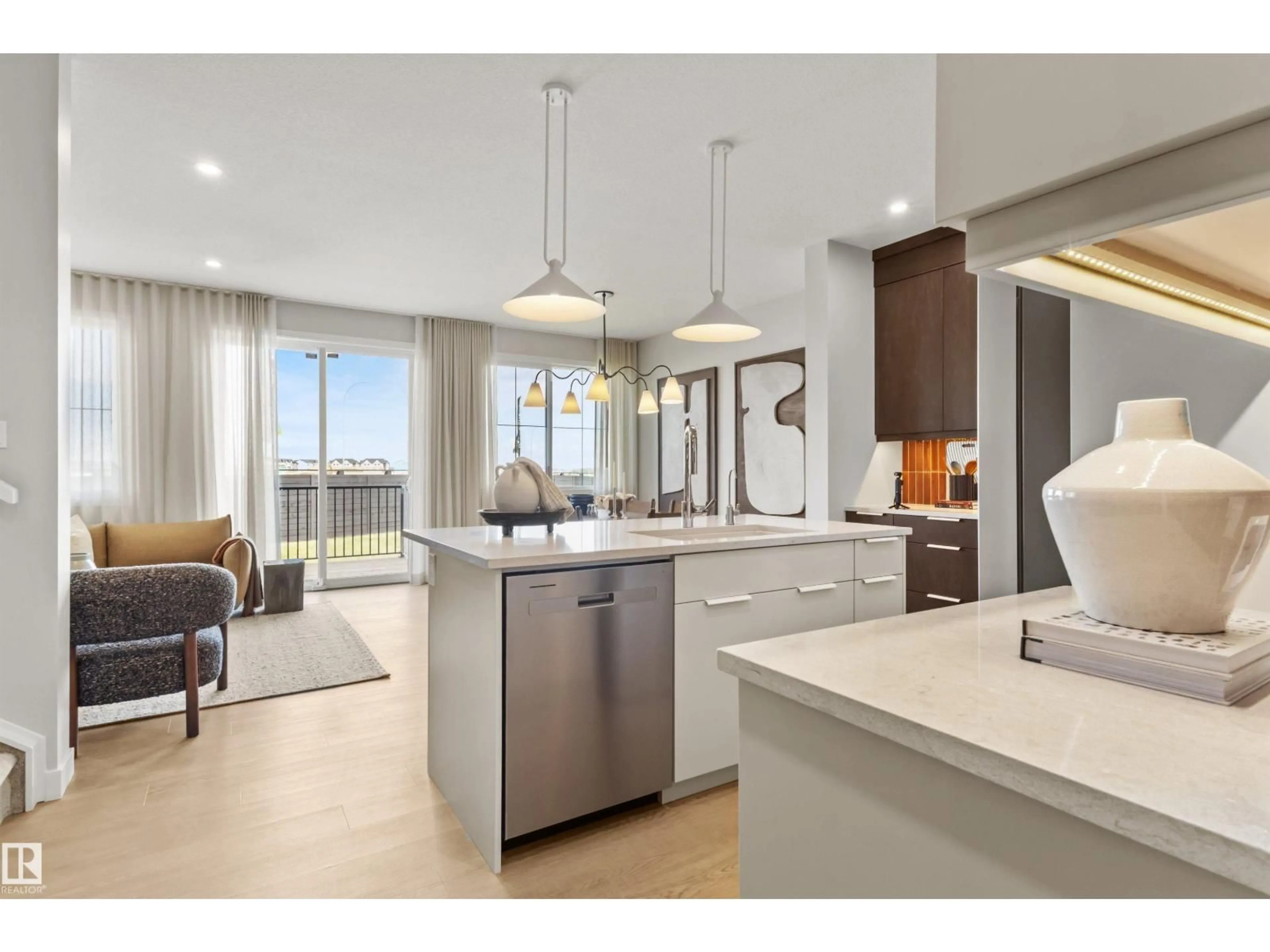Open concept kitchen, ceramic/tile floor for SW - 3412 126 ST, Edmonton Alberta T6W5Z8