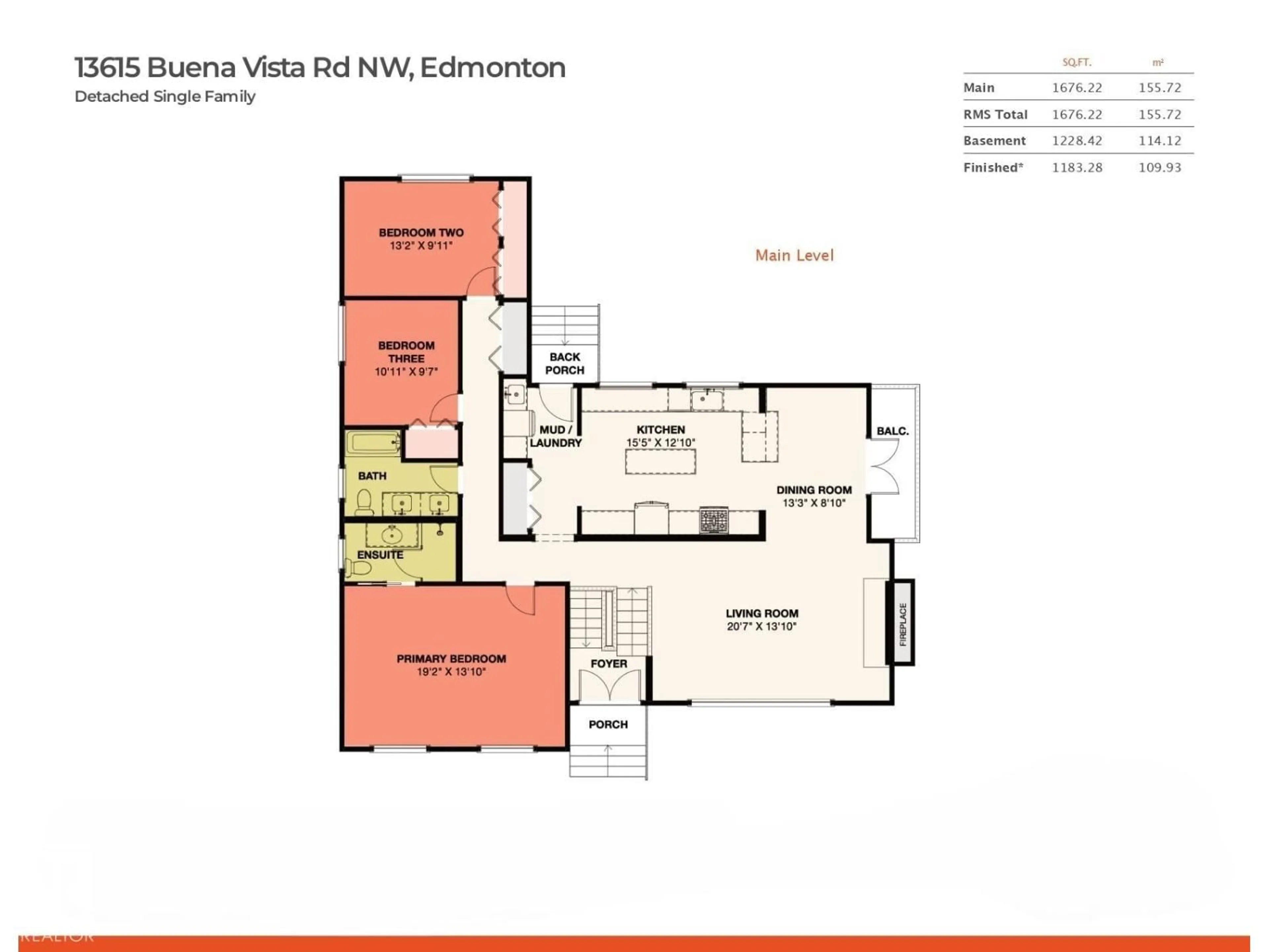 Floor plan for 13615 BUENA VISTA RD, Edmonton Alberta T5R5R5