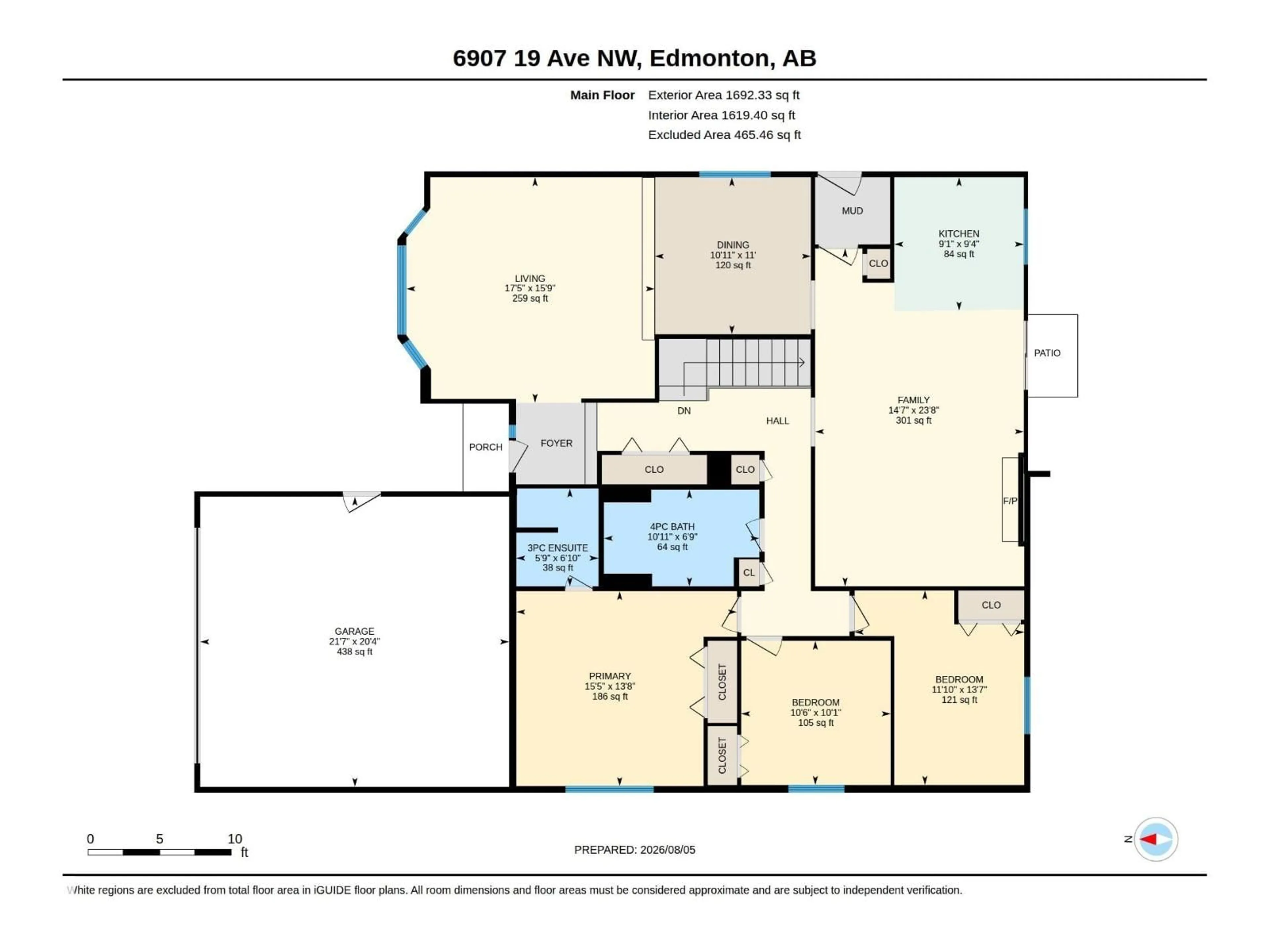 Floor plan for 6907 19 AV, Edmonton Alberta T6K2G7
