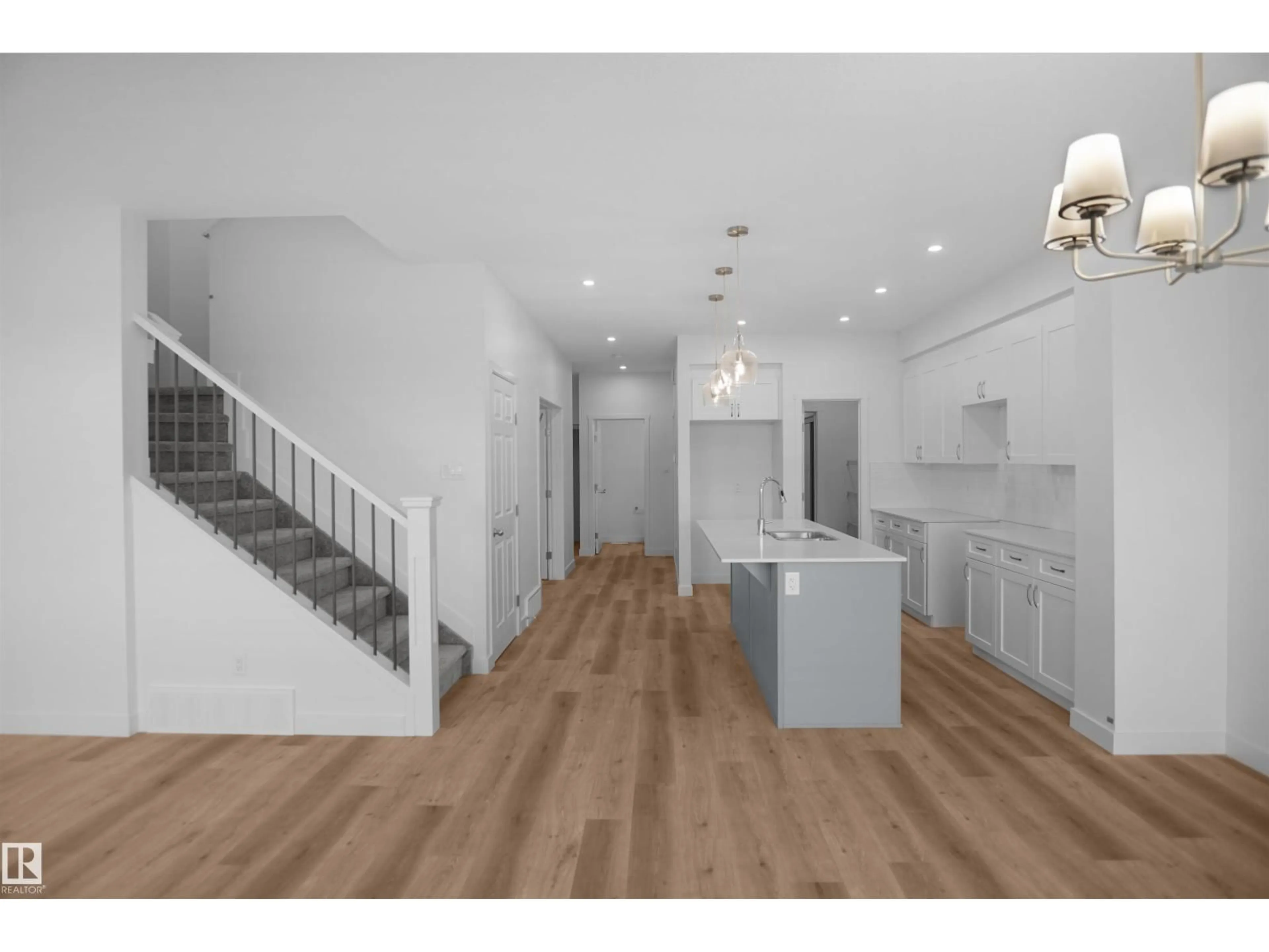 Open concept kitchen, wood/laminate floor for 14 EMMET WY, Spruce Grove Alberta T7X4T7