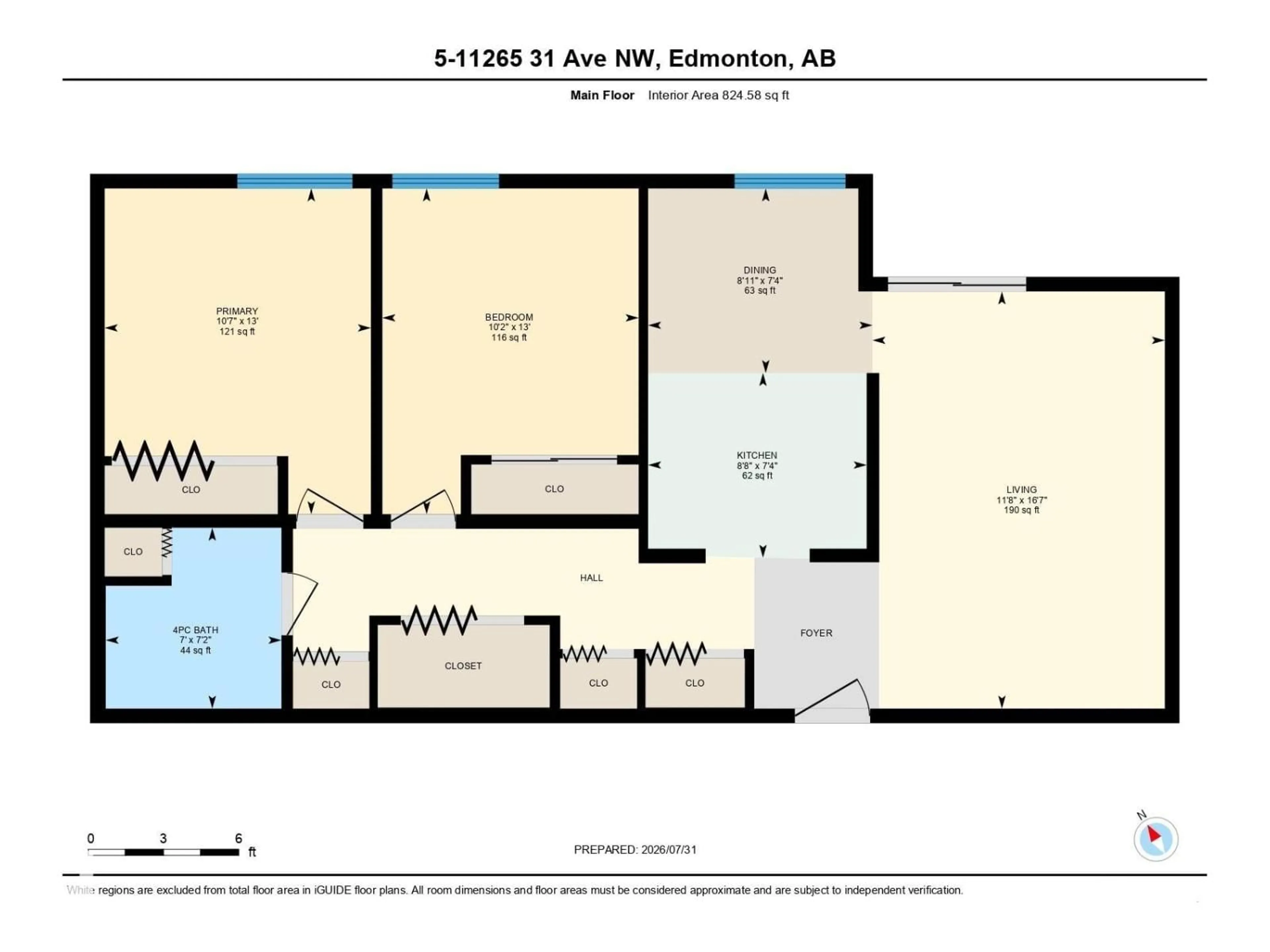 Floor plan for #5 - 11265 31 AV, Edmonton Alberta T6J3V7