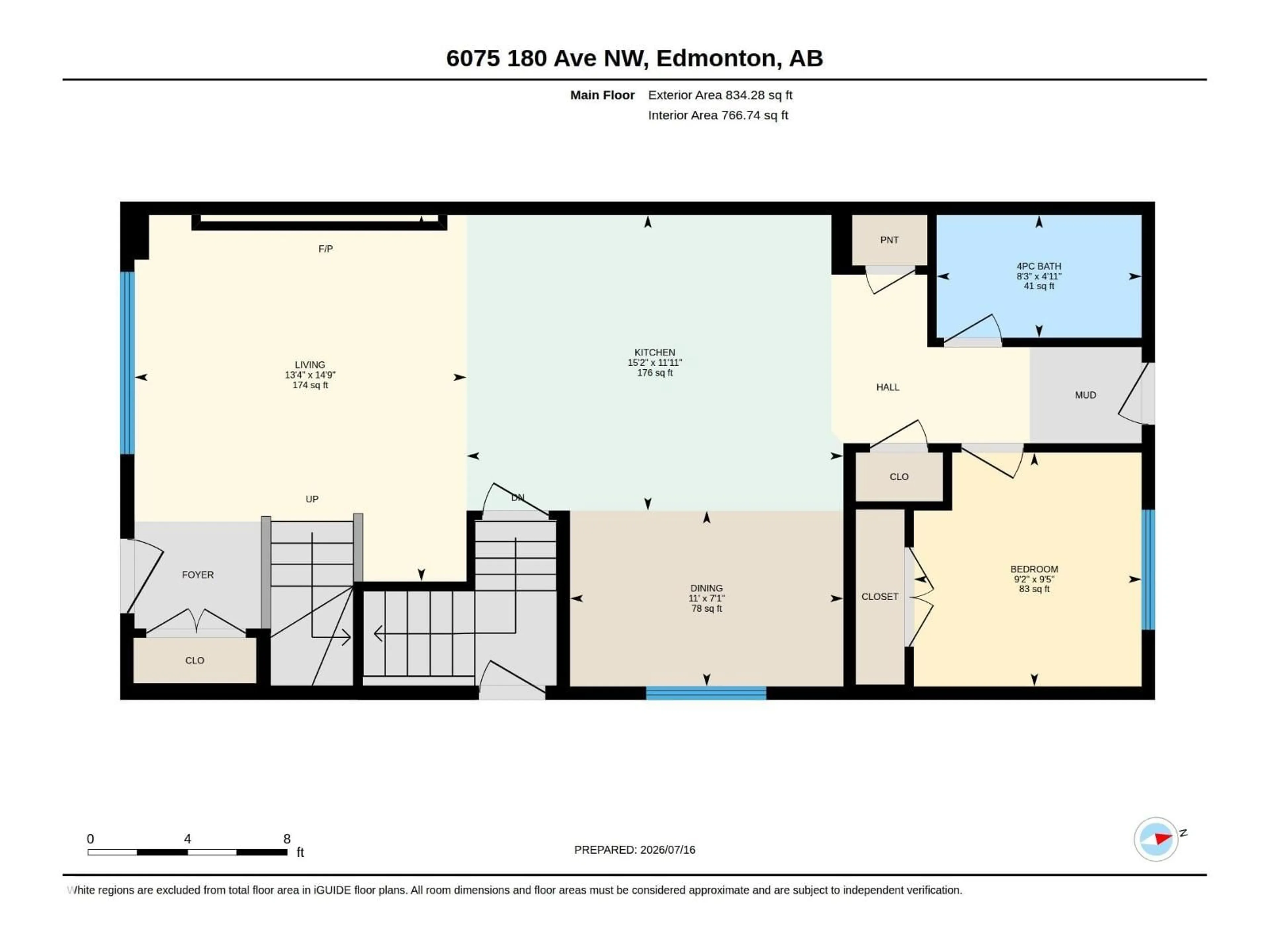 Floor plan for 6075 180 AV, Edmonton Alberta T5Y3X1