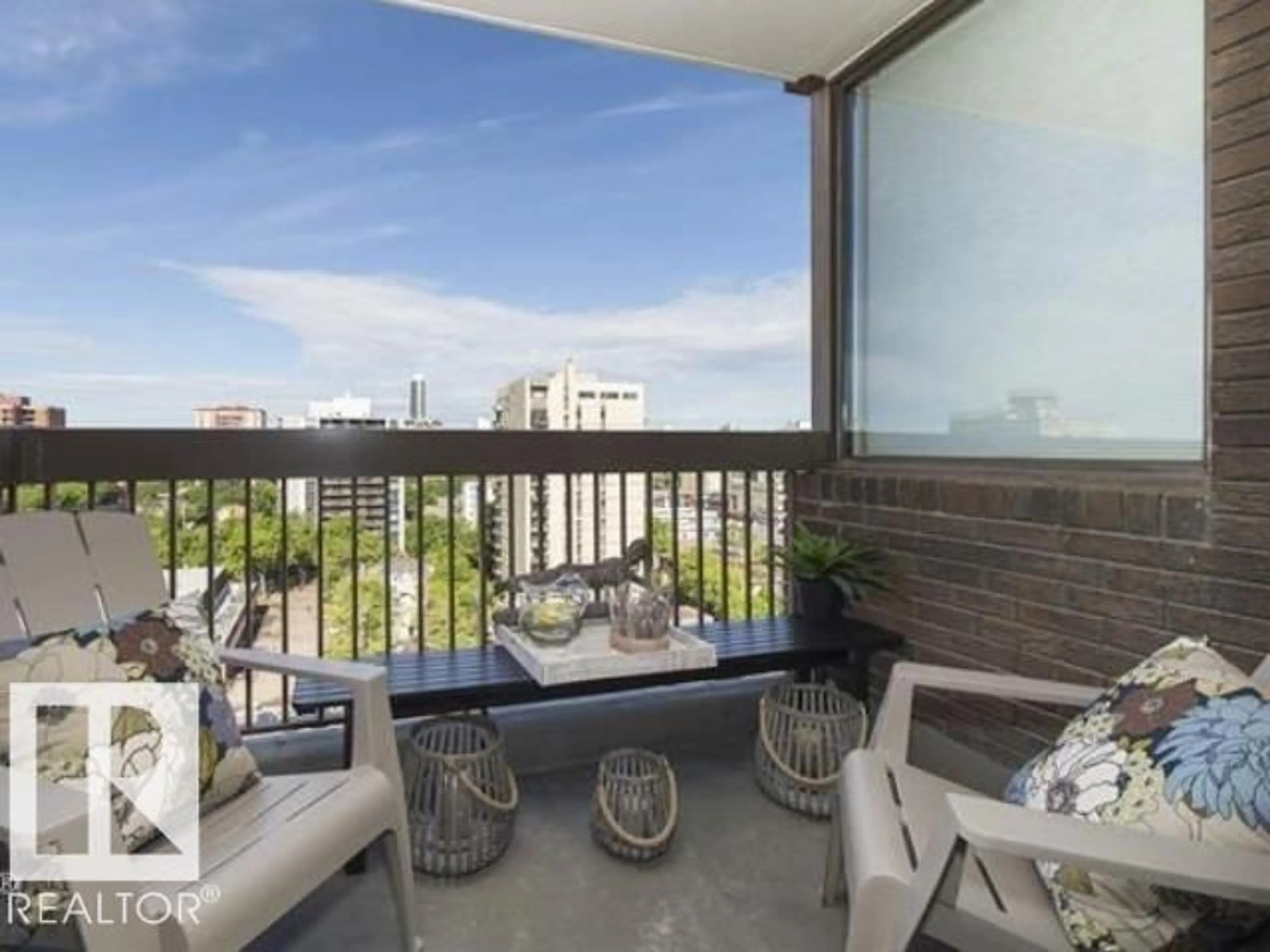 Balcony in the apartment, water/lake/river/ocean view for 10025 - 1203 113 ST, Edmonton Alberta T5K2K8
