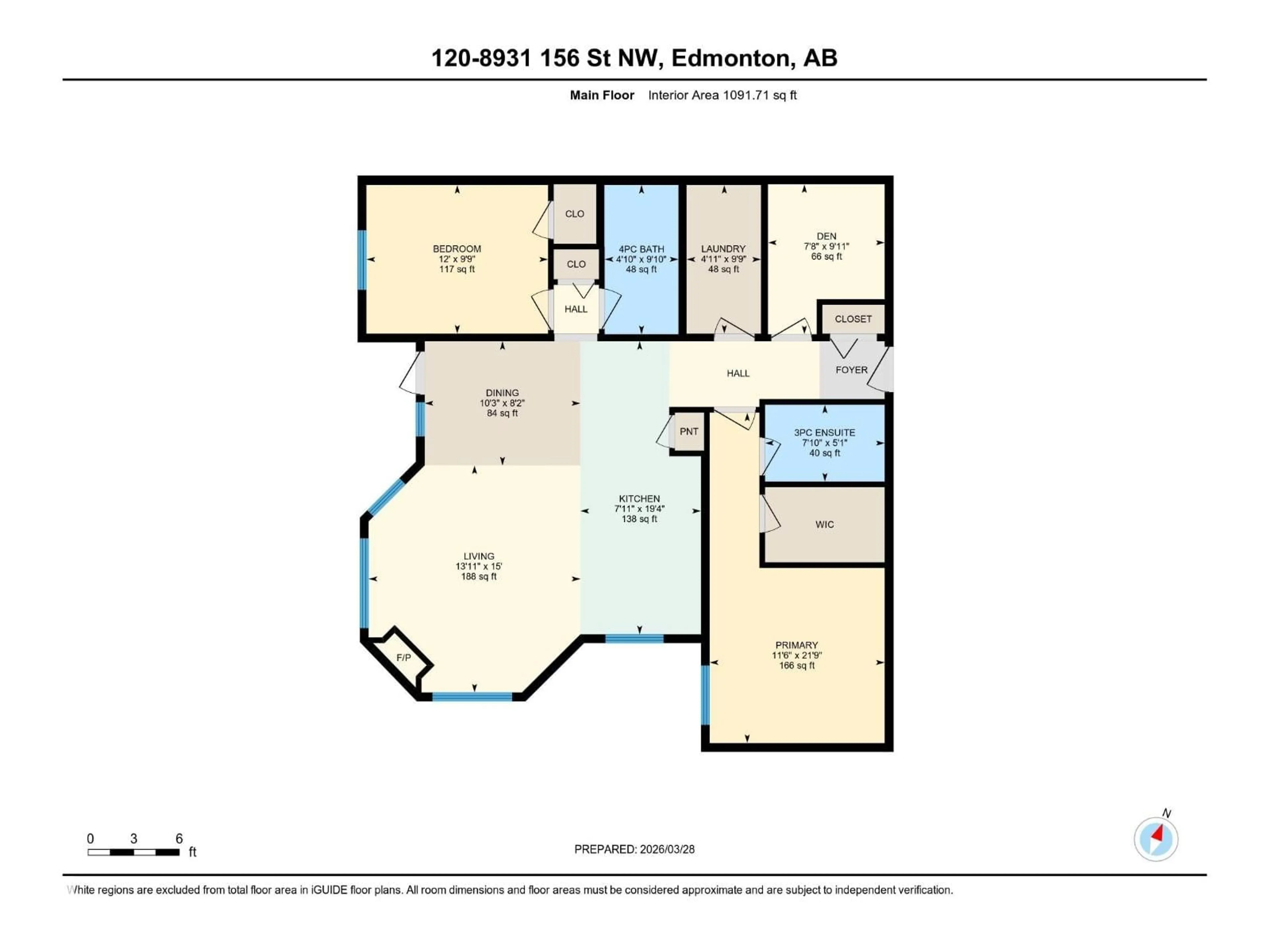 Floor plan for 120 8931 156 ST NW, Edmonton Alberta T5R1Y6