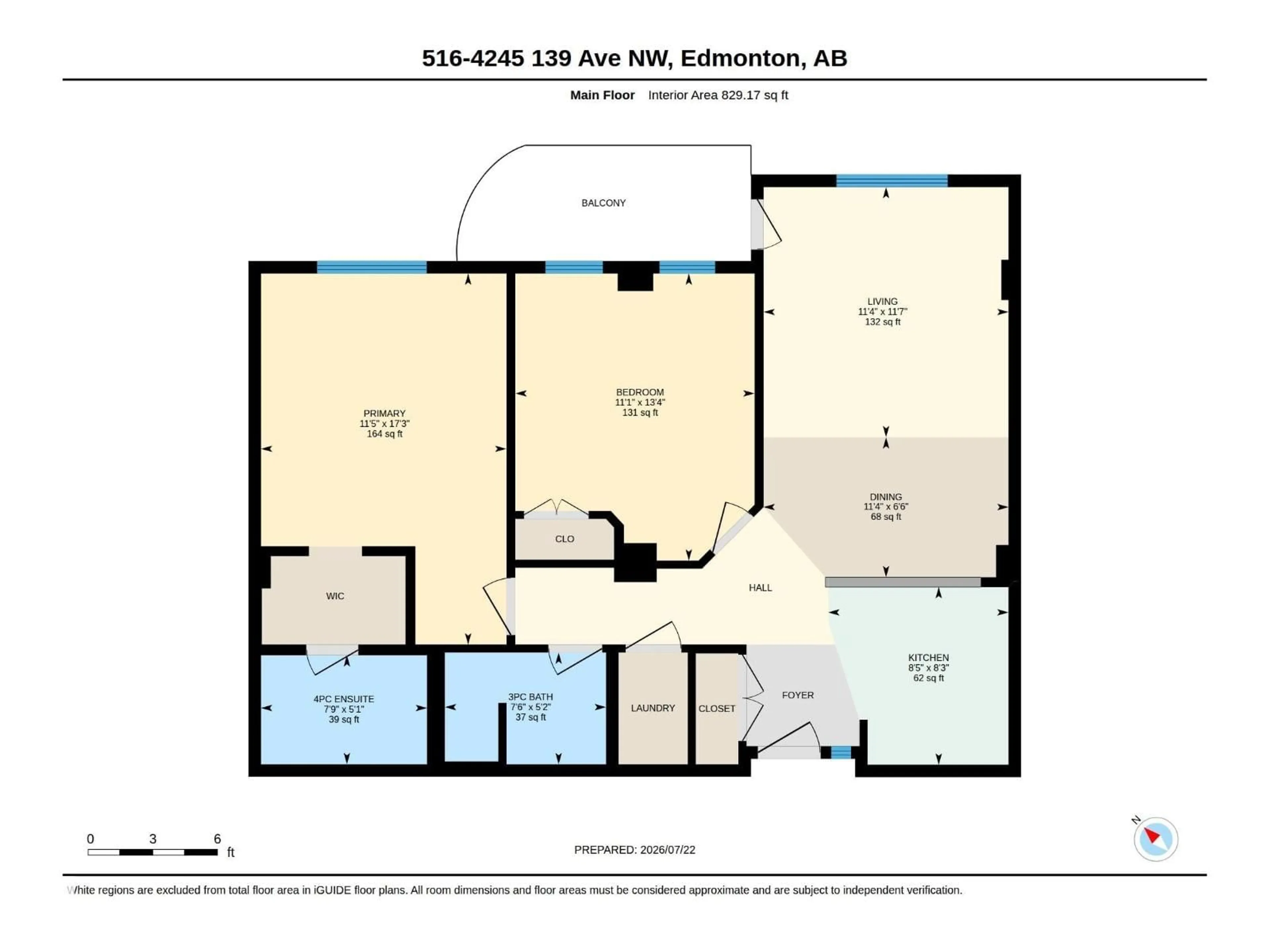 Floor plan for #1-516 - 4245 139 AV, Edmonton Alberta T5Y3E8