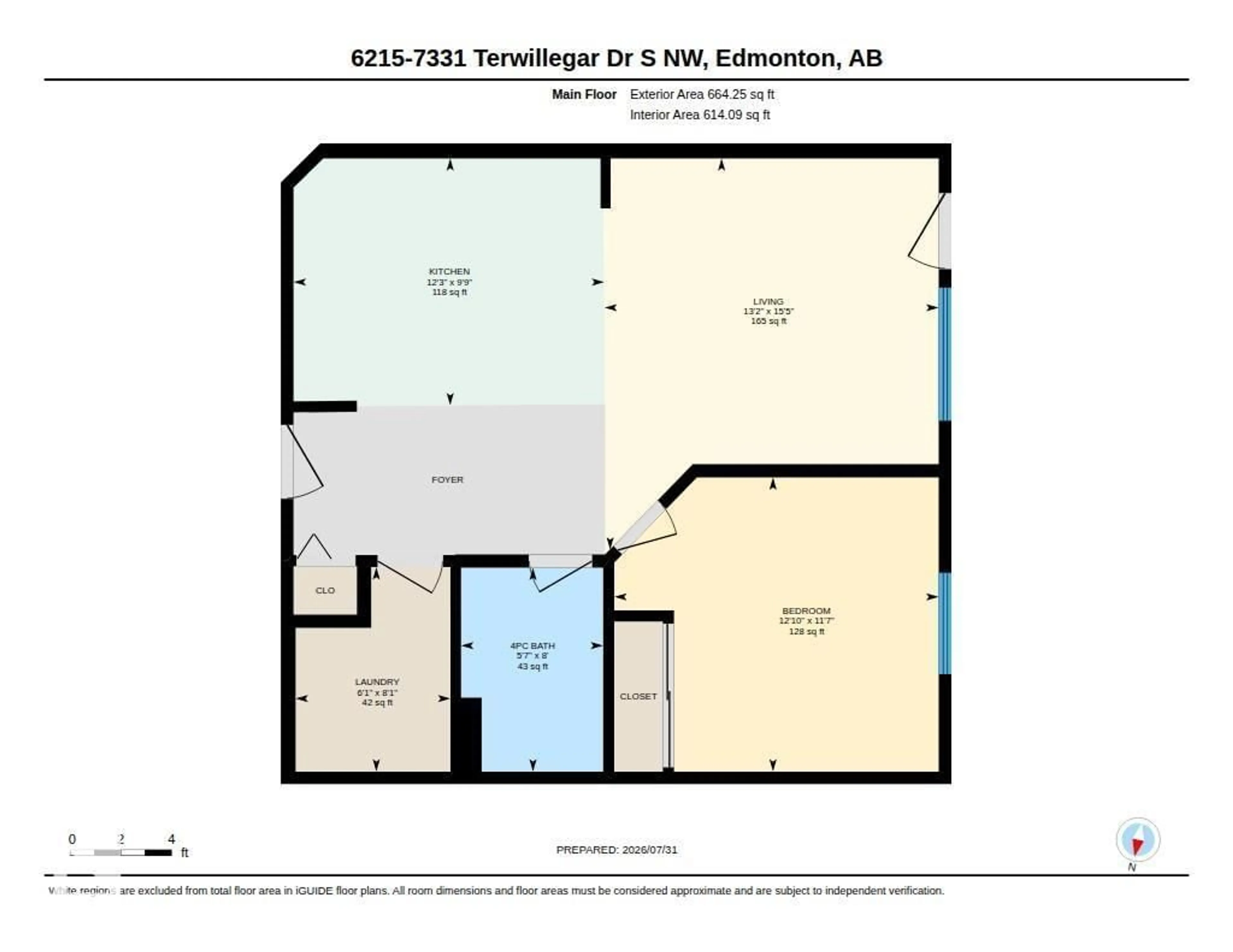 Floor plan for 7331 - 6215 SOUTH TERWILLEGAR DR, Edmonton Alberta T6R0L9