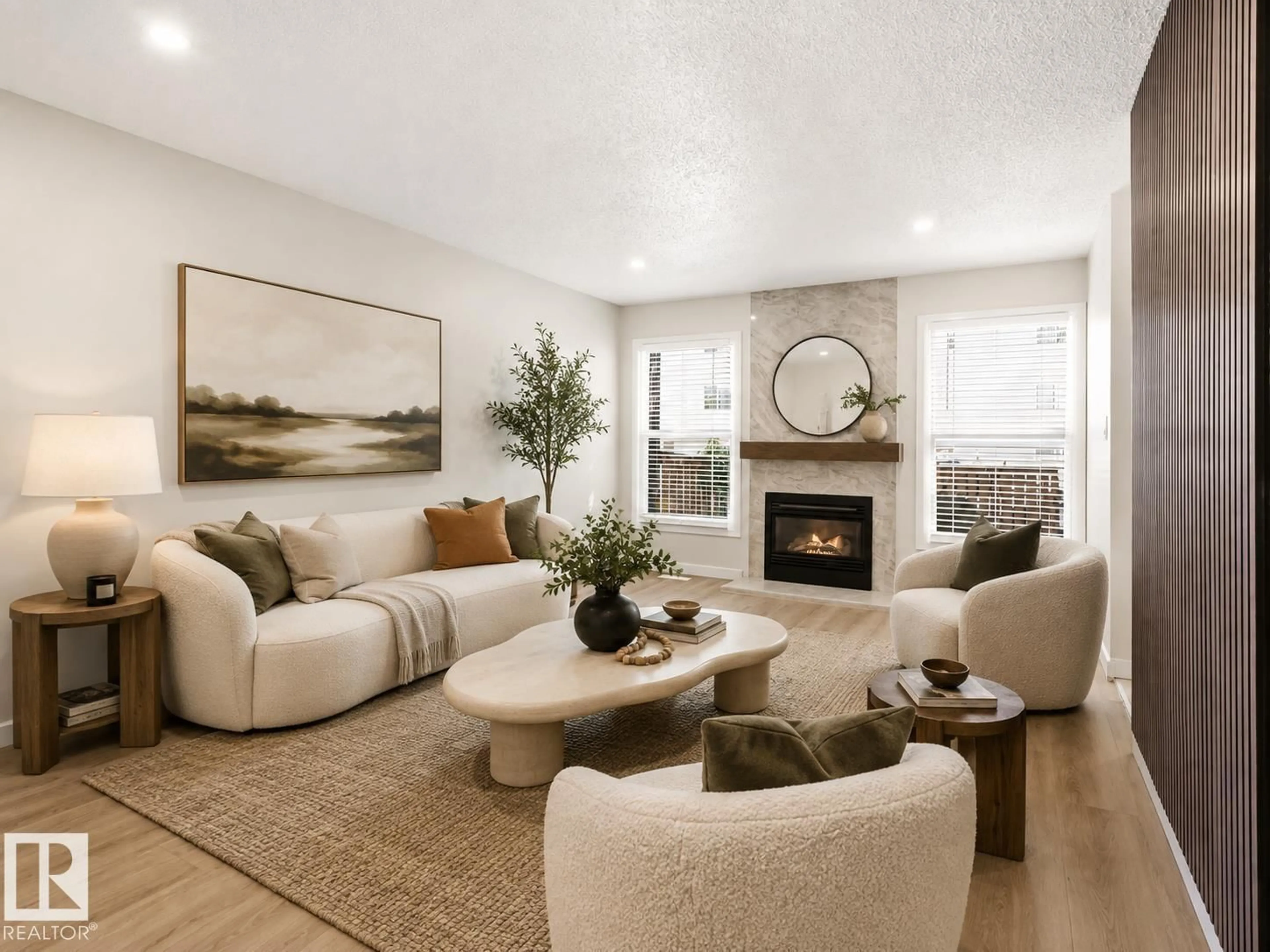 Living room with furniture, unknown for 18439 66 AV, Edmonton Alberta T5T2M1