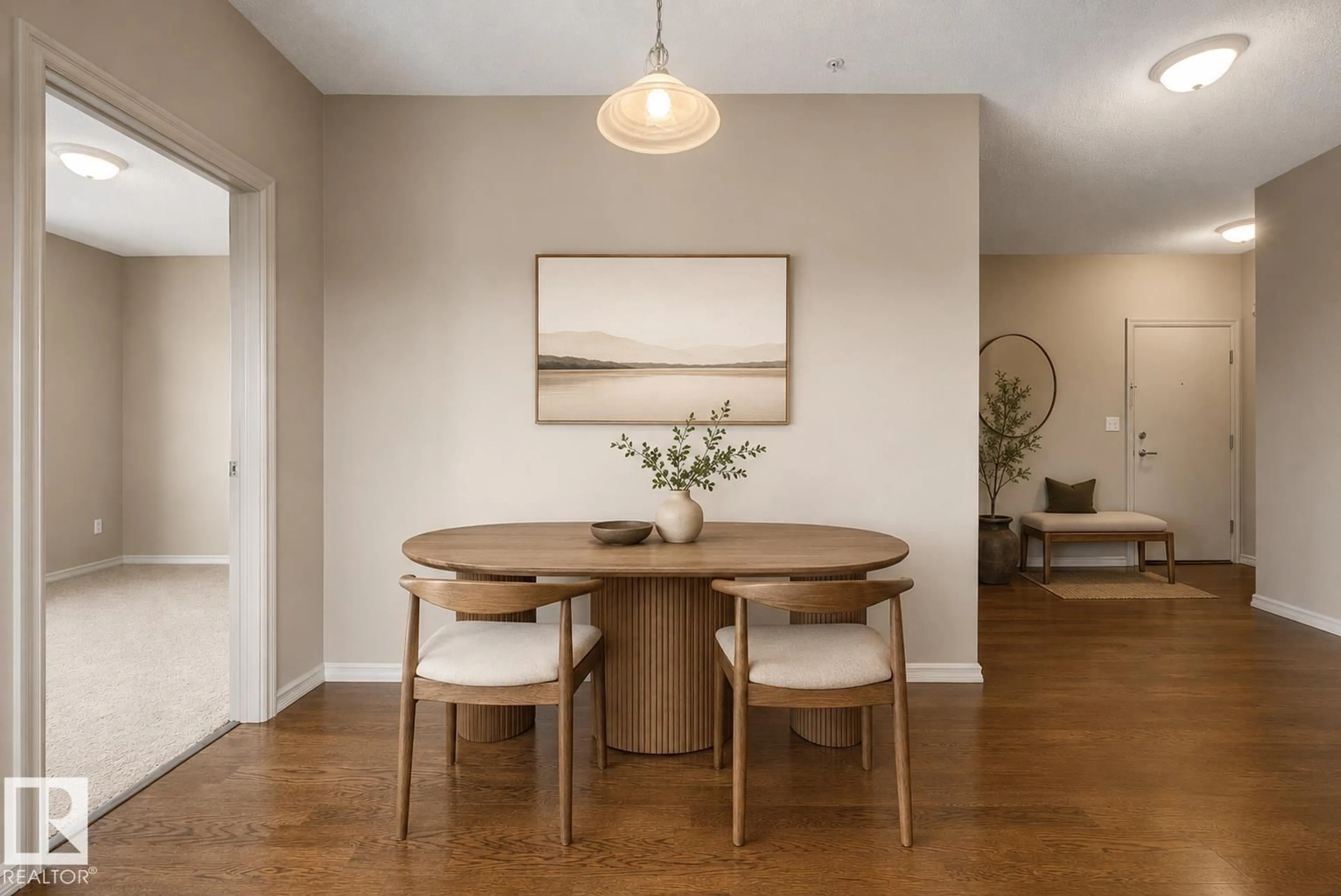 Dining room, wood/laminate floor for #415 - 263 MACEWAN RD, Edmonton Alberta T6W0C4
