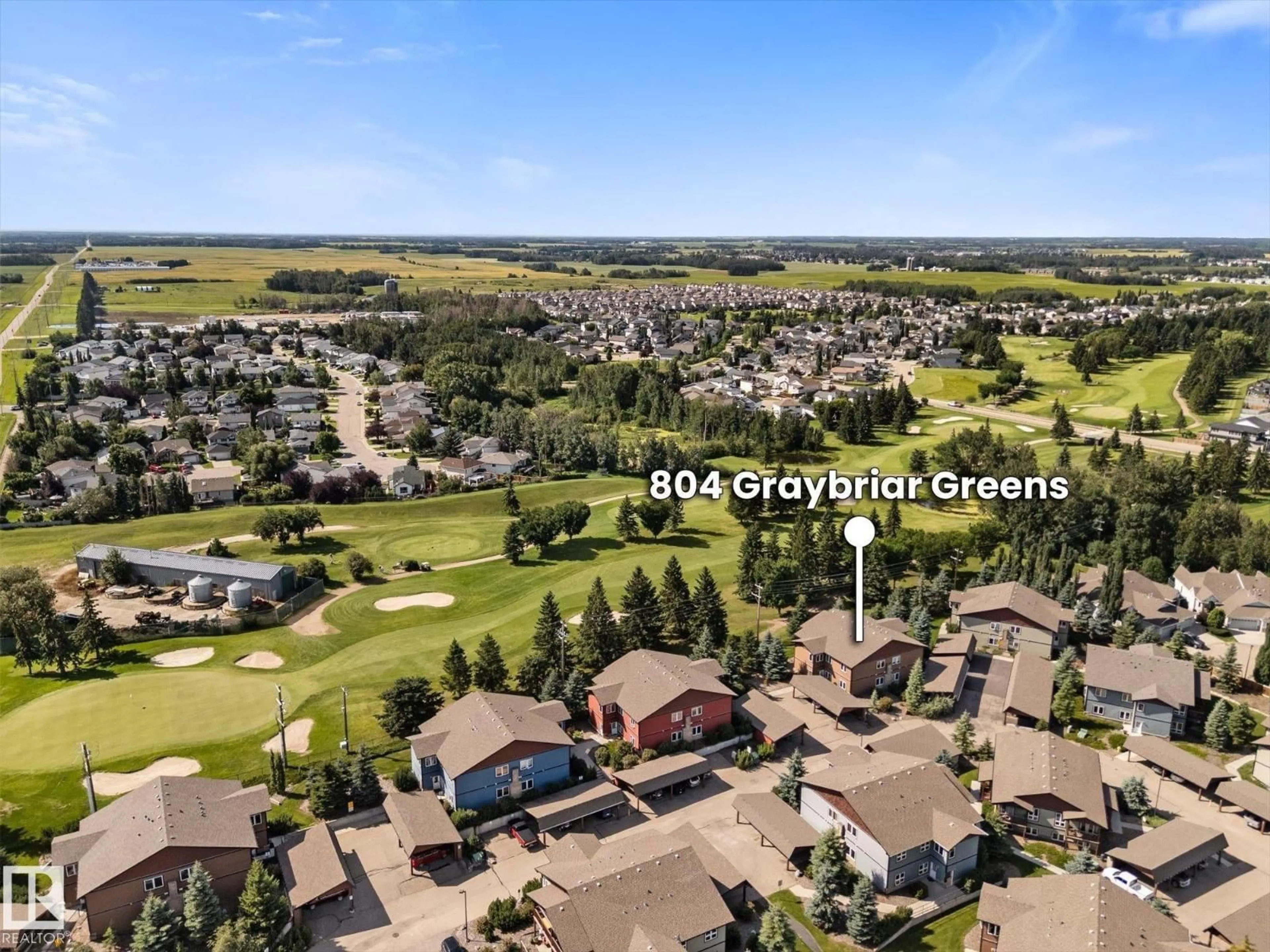A pic from outside/outdoor area/front of a property/back of a property/a pic from drone, water/lake/river/ocean view for 804 GRAYBRIAR GR, Stony Plain Alberta T7Z0G1