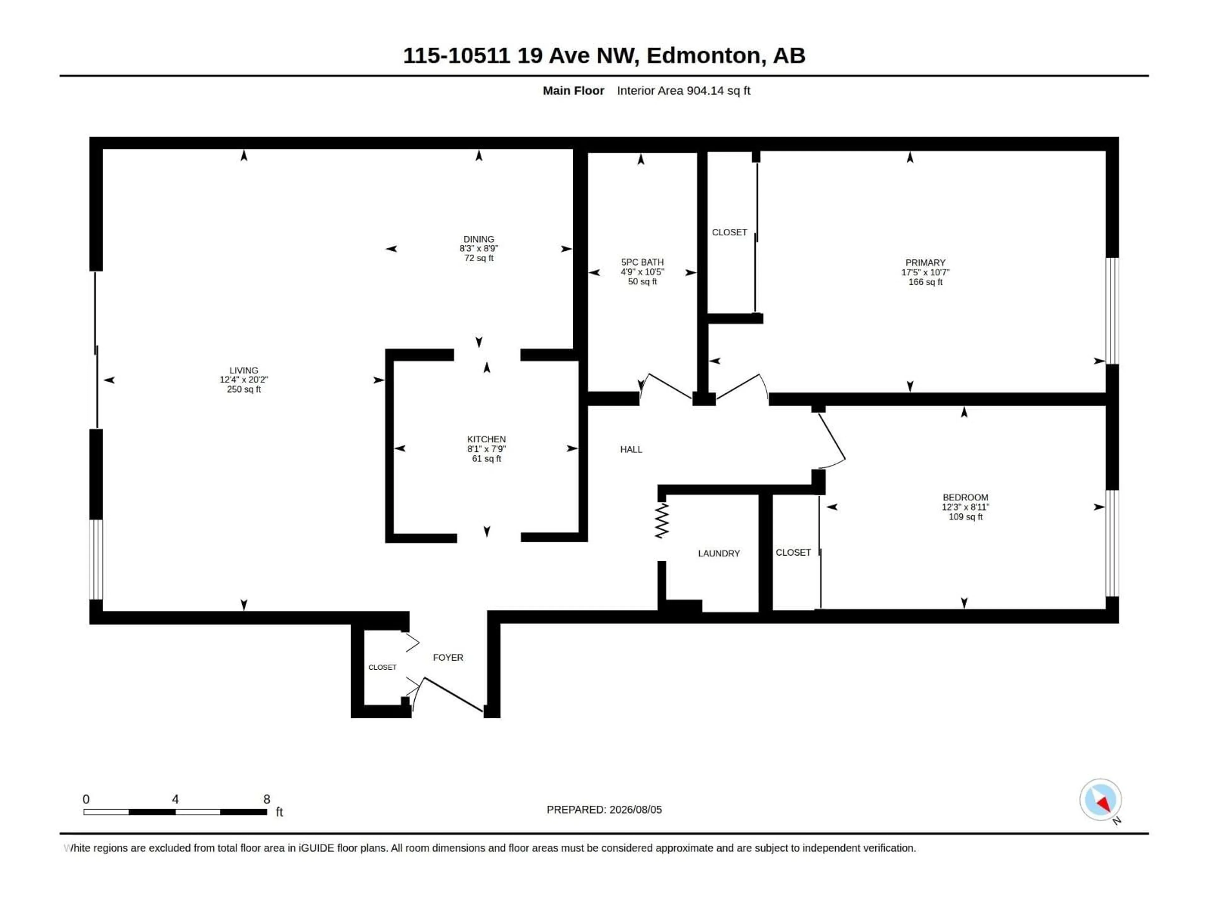 Floor plan for #115 - 10511 19 AV, Edmonton Alberta T6J5S8
