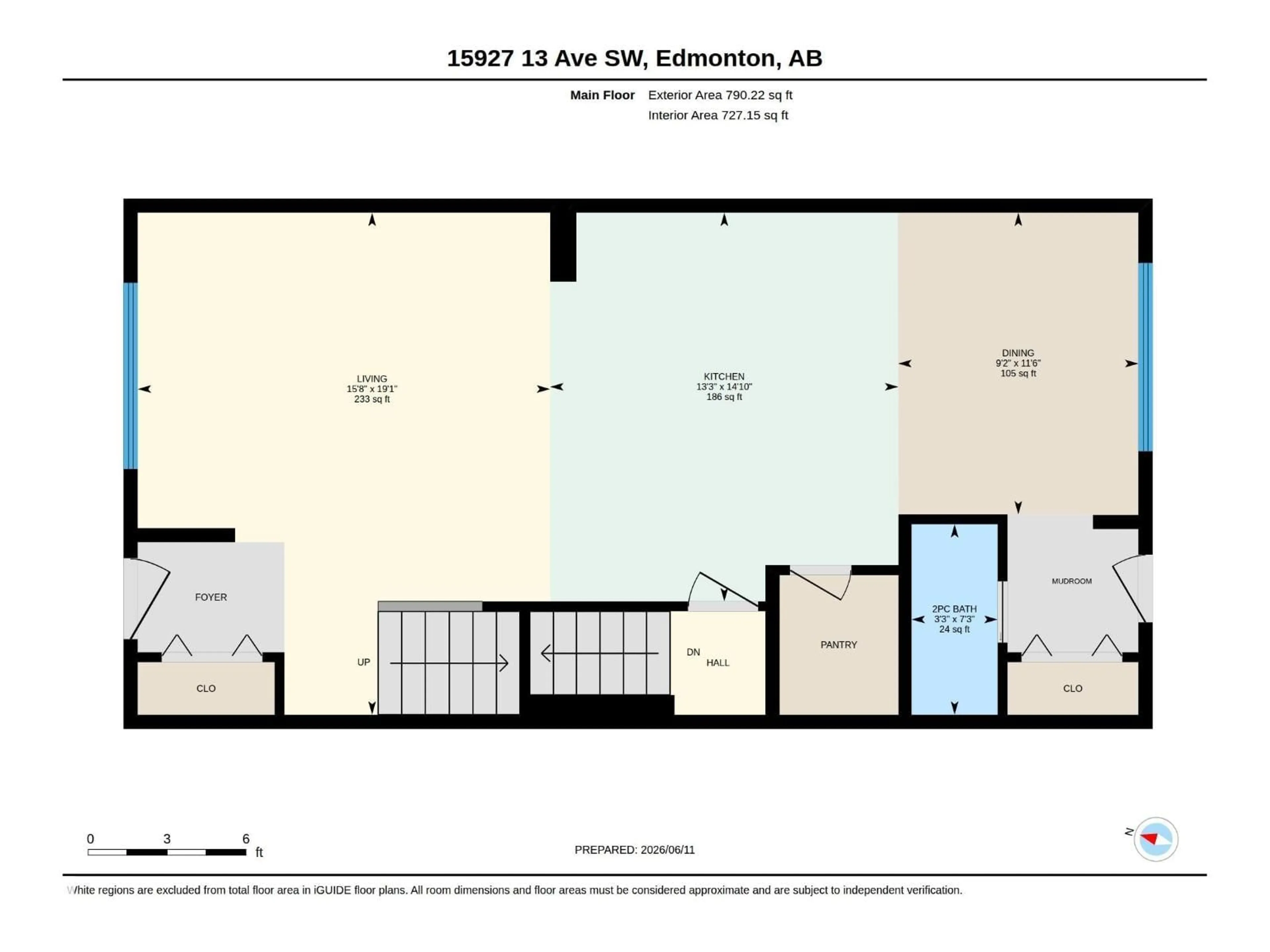 Floor plan for SW - 15927 13 AV, Edmonton Alberta T6W3N6