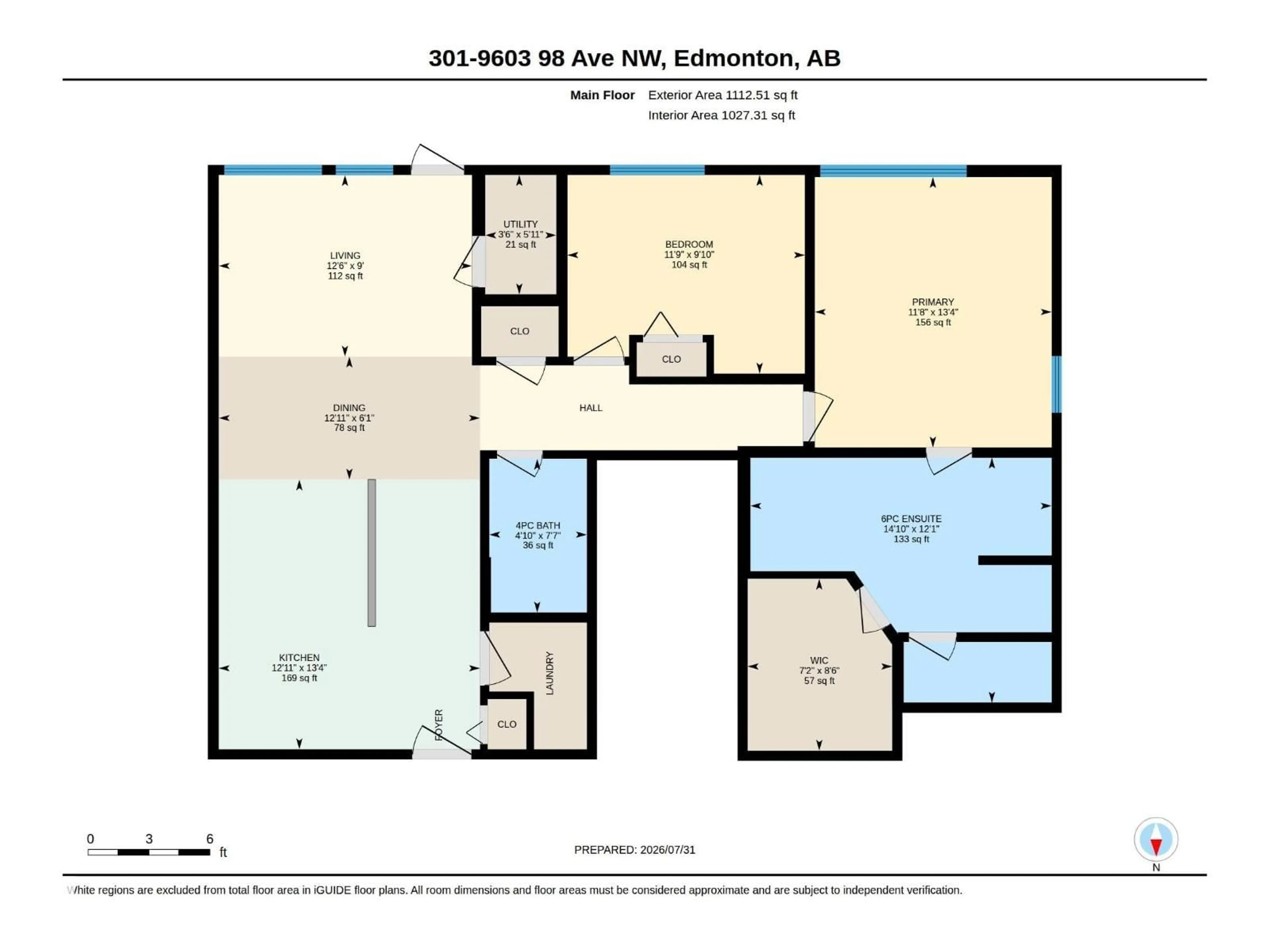 Floor plan for #301 - 9603 98 AV, Edmonton Alberta T6C2E2