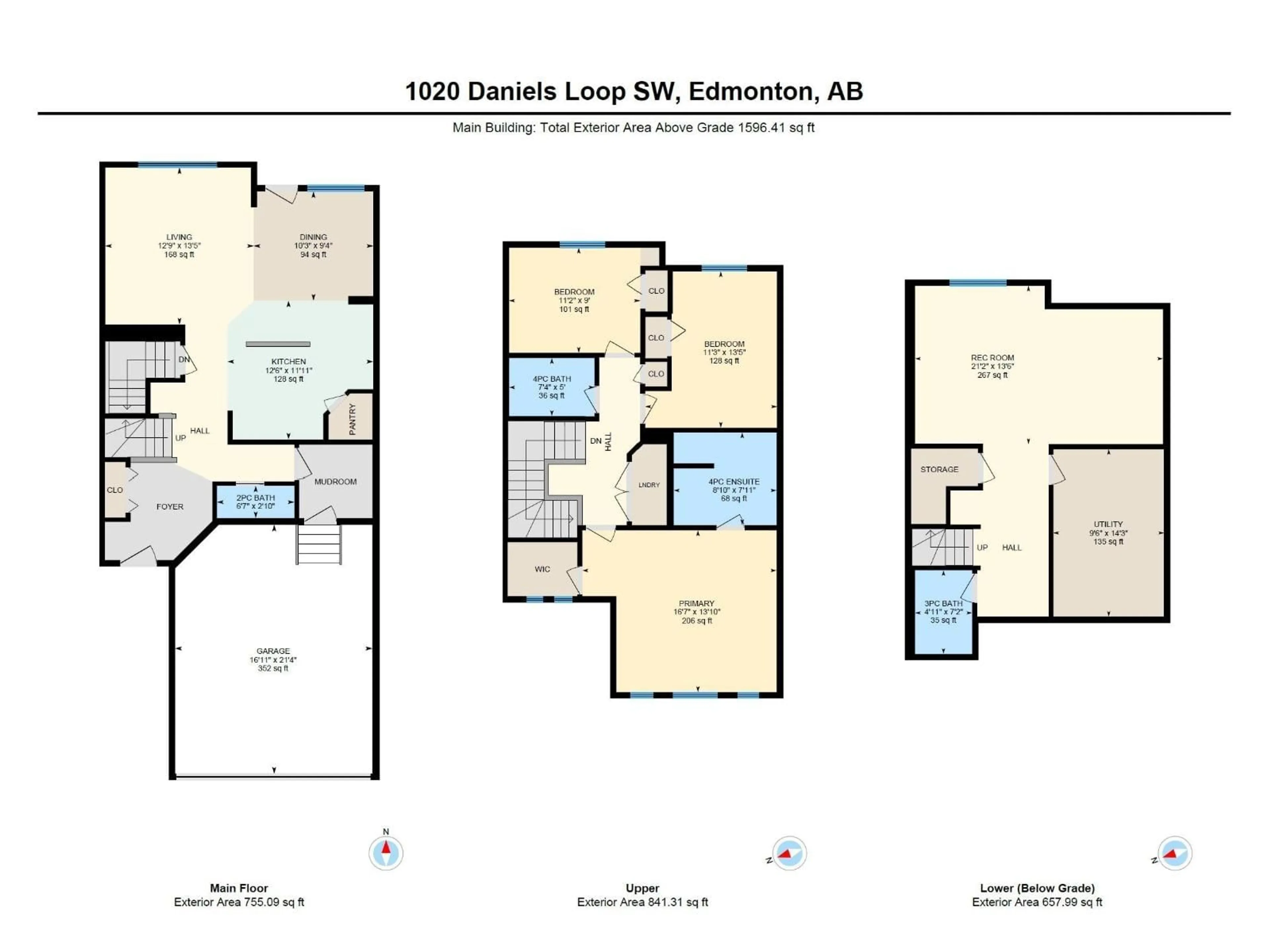 Floor plan for SW - 1020 DANIELS LO, Edmonton Alberta T6W4C9