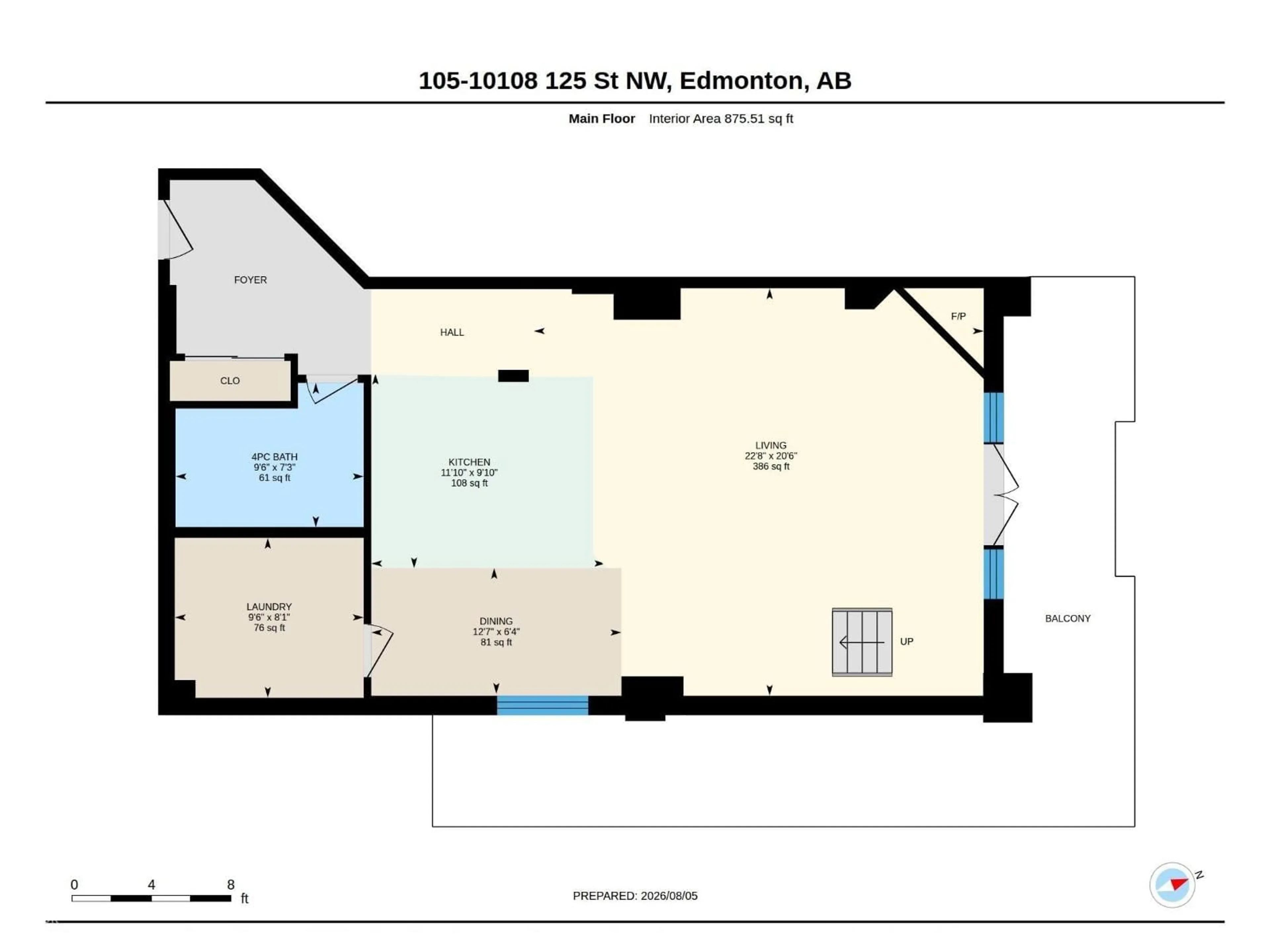 Floor plan for #105 - 10108 125 ST, Edmonton Alberta T5N4B6