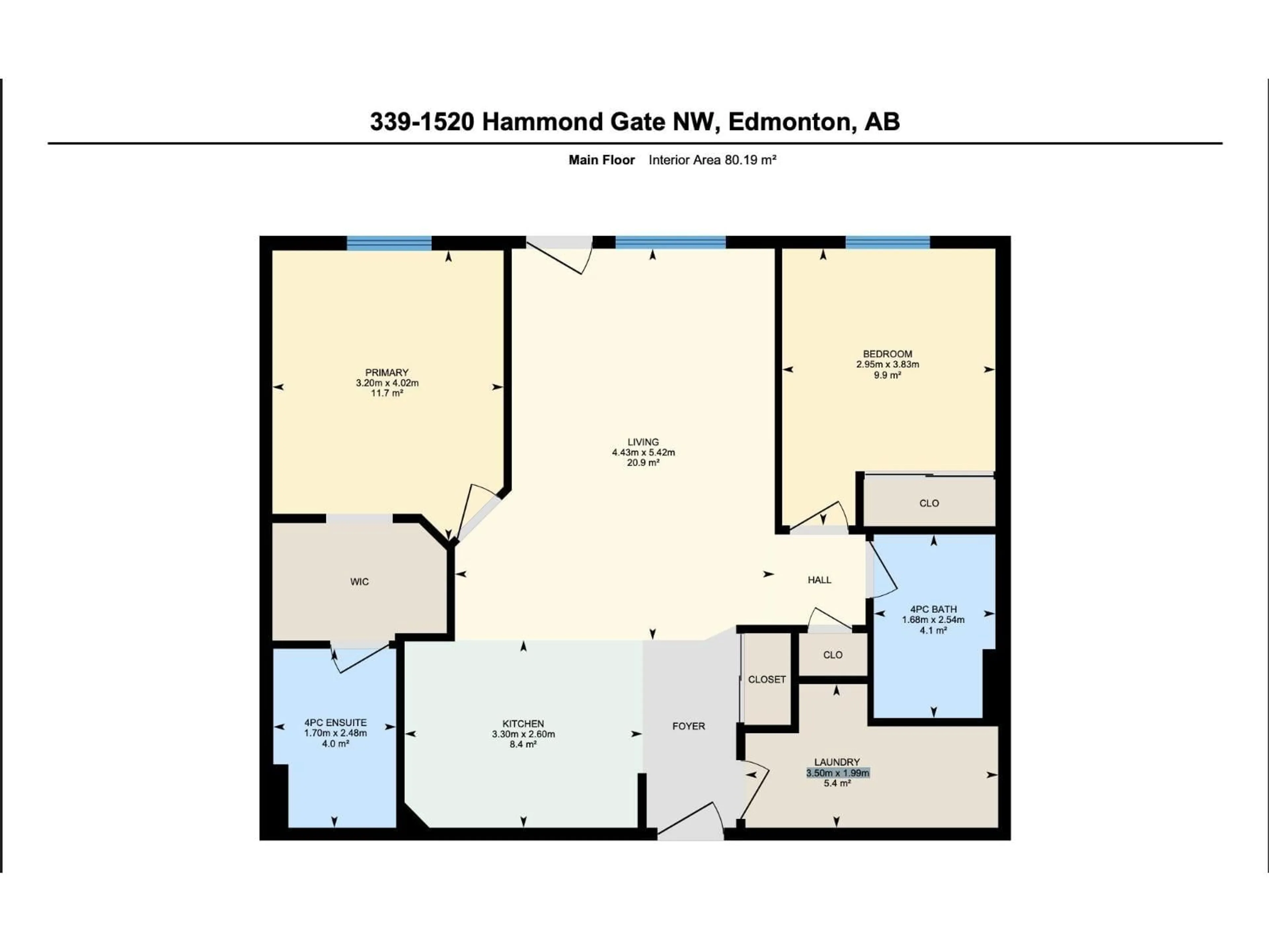 Floor plan for #339 - 1520 HAMMOND GA, Edmonton Alberta T6M0J4