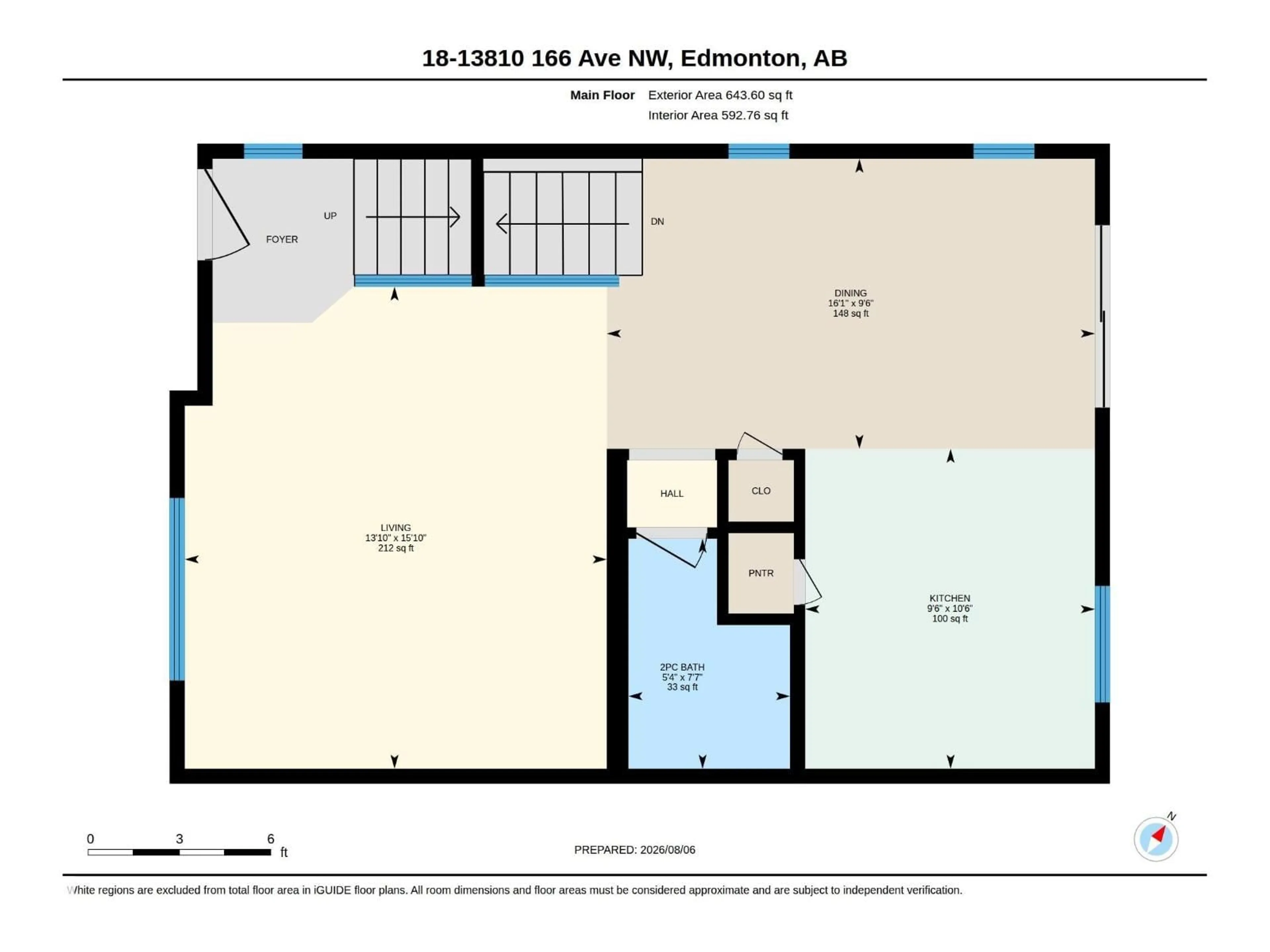 Floor plan for 18 - 13810 166 AV, Edmonton Alberta T6V0K4
