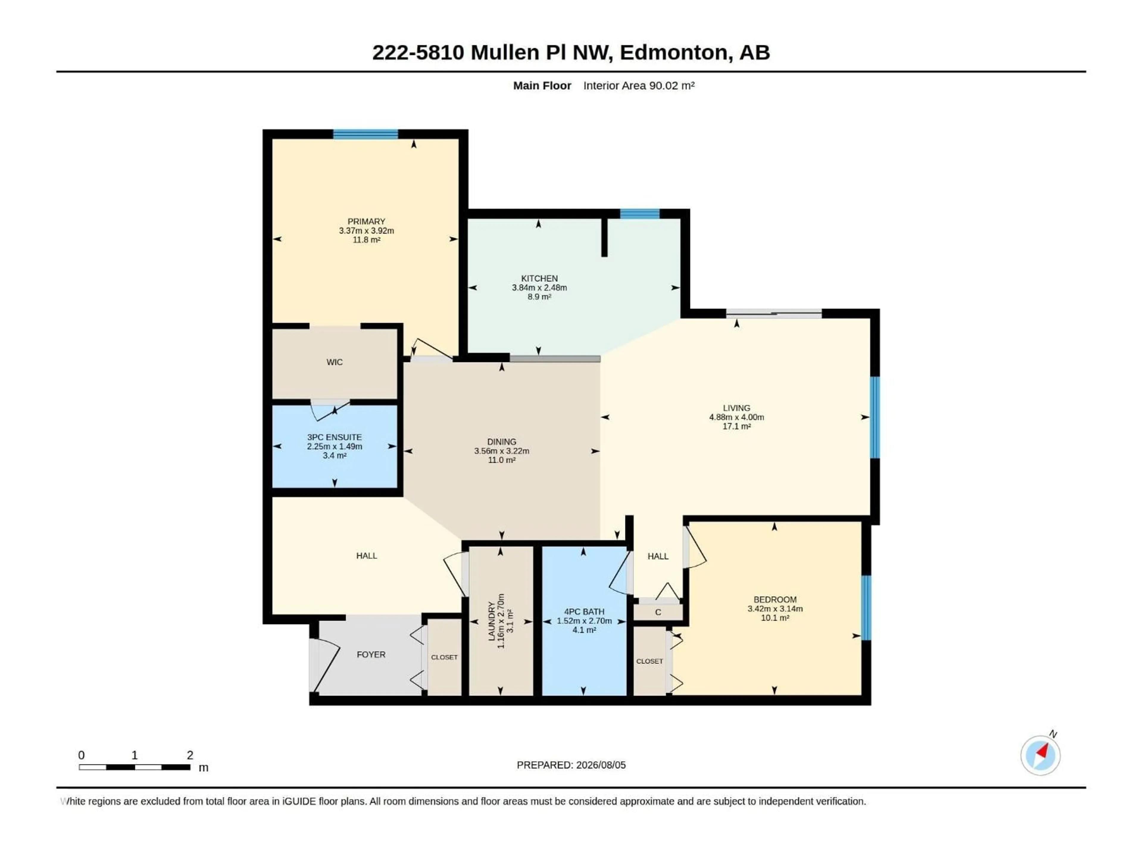 Floor plan for 222 - 5810 MULLEN PL, Edmonton Alberta T6R0W3
