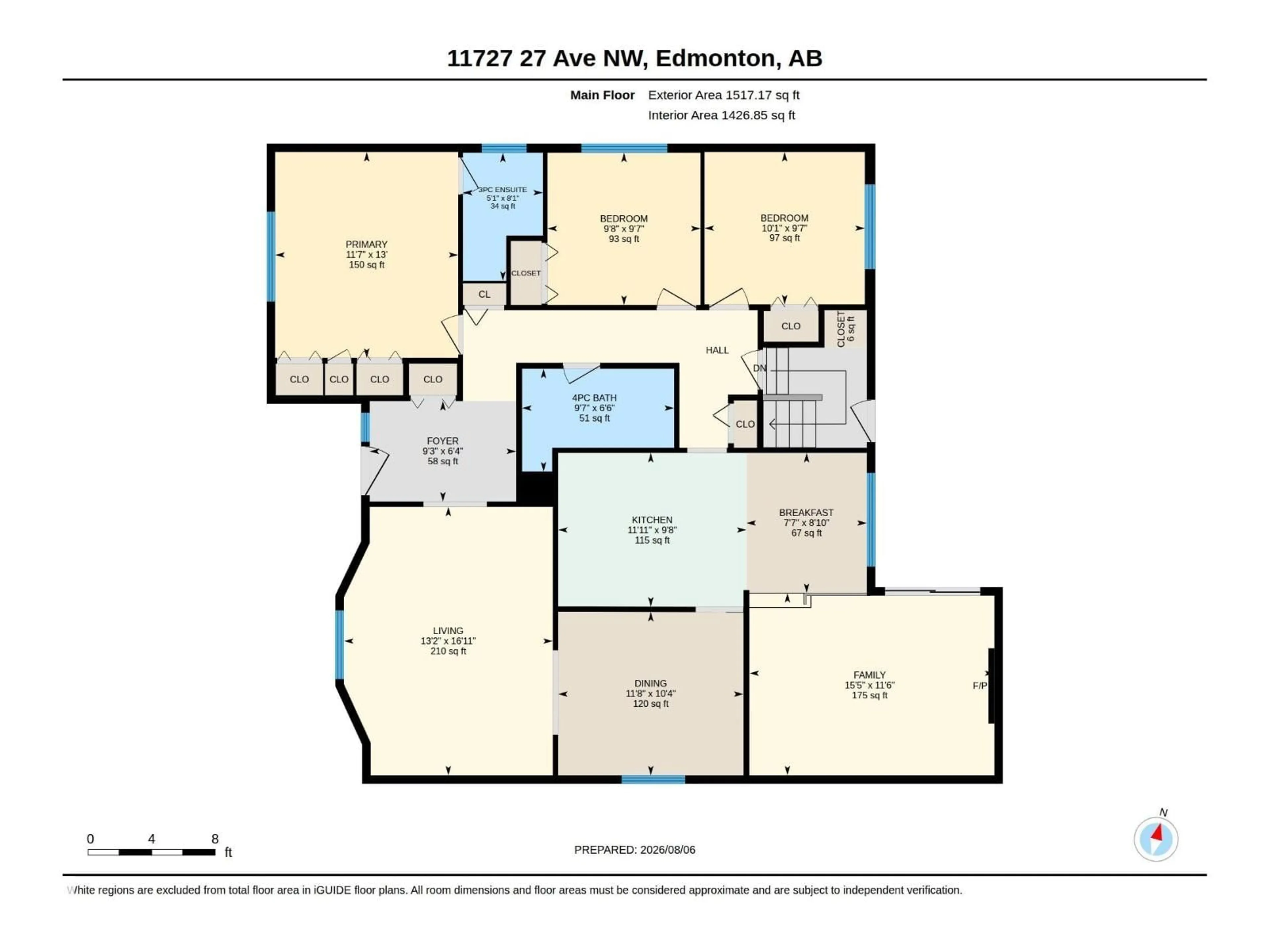 Floor plan for NW - 11727 27 AV, Edmonton Alberta T6J3N7