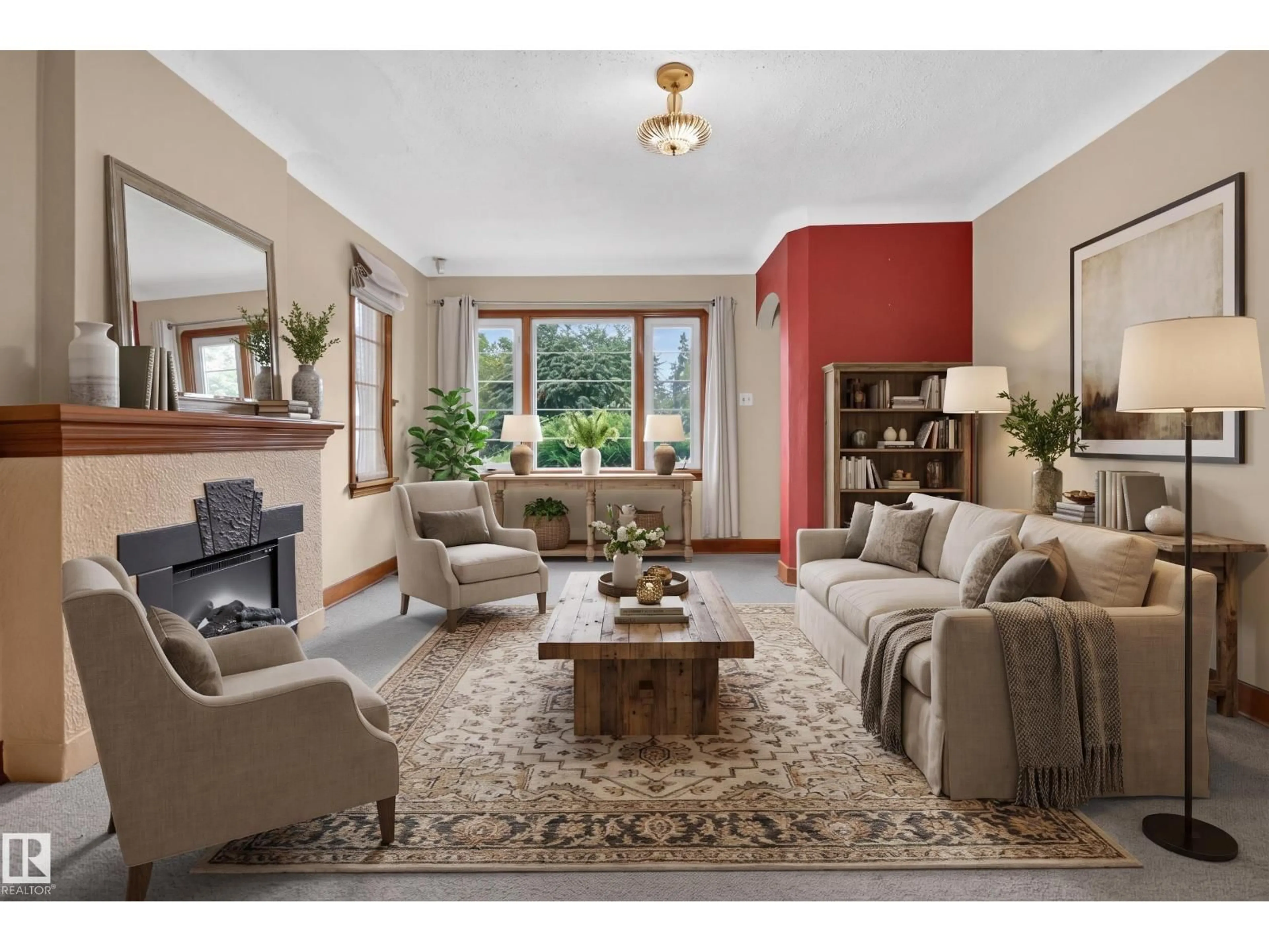 Living room with furniture, unknown for 10424 76 AV, Edmonton Alberta T6E1L1
